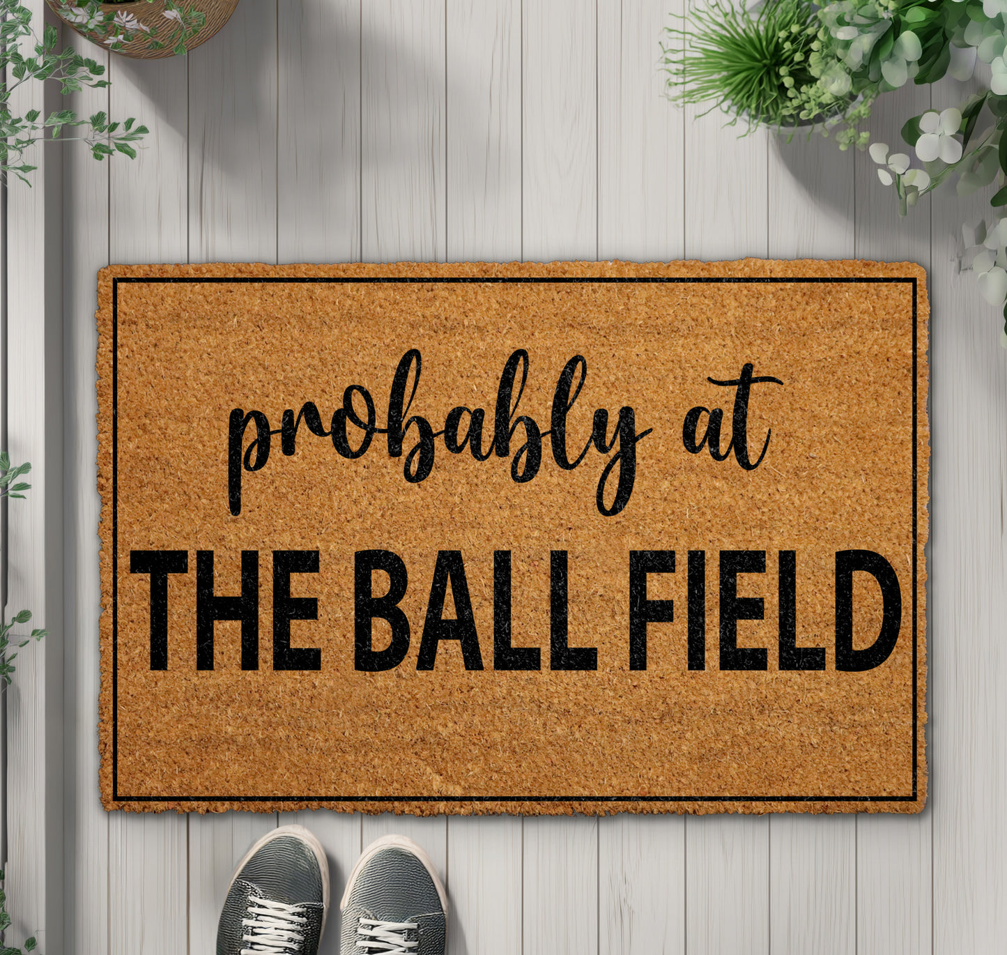 Sports Fan Baseball Mom Doormat, Stylish Softball Front Porch Rug