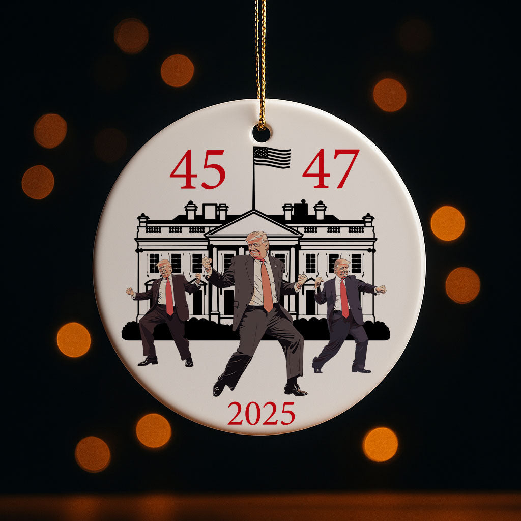 45 - 47 Trump Christmas Ornament, Republicans 2025 Ceramic Ornament, Trump Supporters Xmas Tree Gift Ornament, Funny Political Keepsake