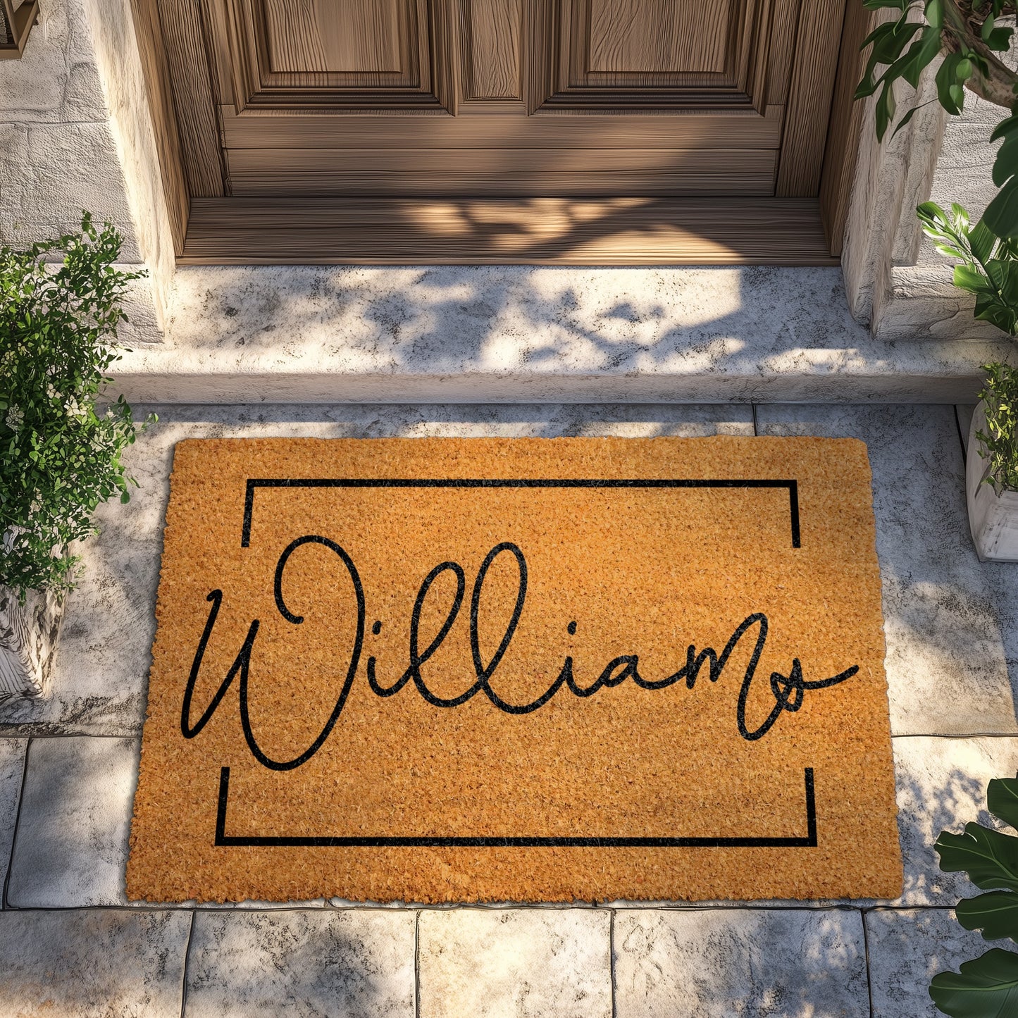 Custom Script Font Doormat: Unique Housewarming Gift for Front Porch