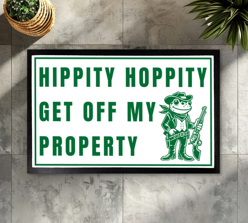 Hippity Hoppity Frog Doormat, Snarky Indoor Welcome Mat, Funny Decor
