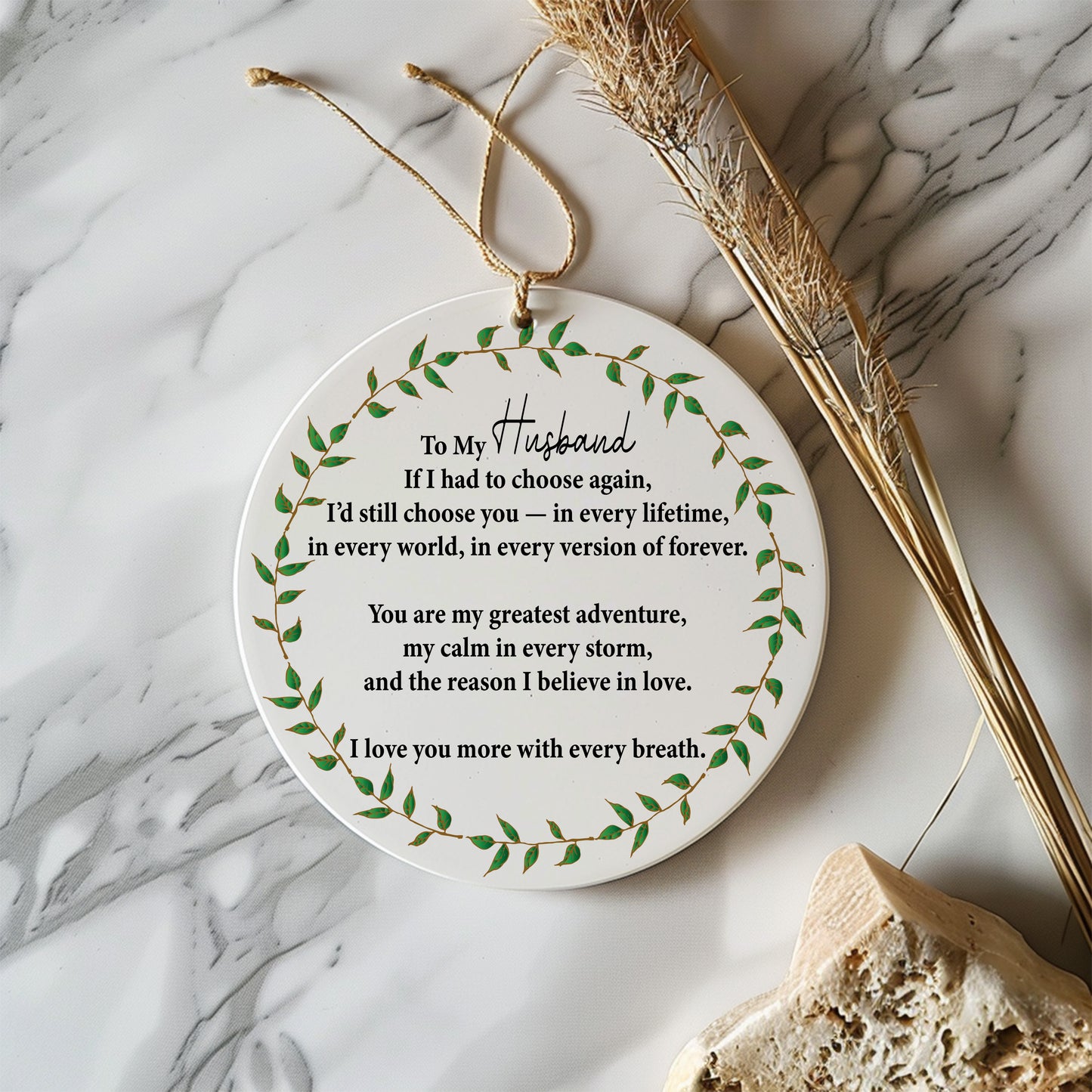 Romantic Love Quote Ornament, Anniversary Keepsake for Husband, Christmas Gift