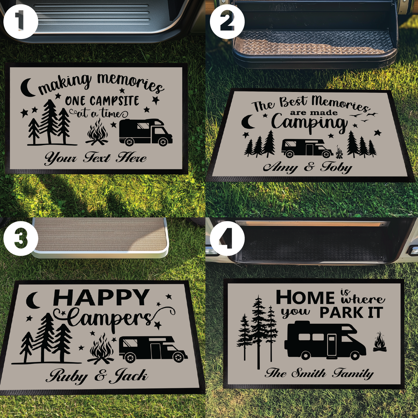 Custom RV Welcome Mat, Personalized Camping Doormat for Camper Home