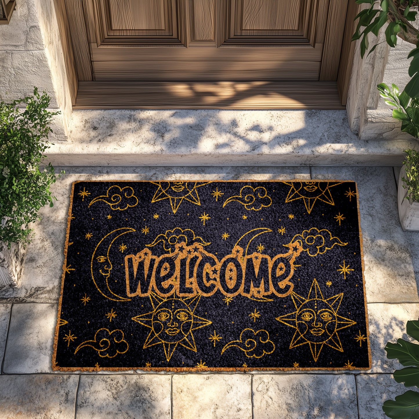 Starry Night, Sun and Moon: Astrology Lovers' Front Doormat