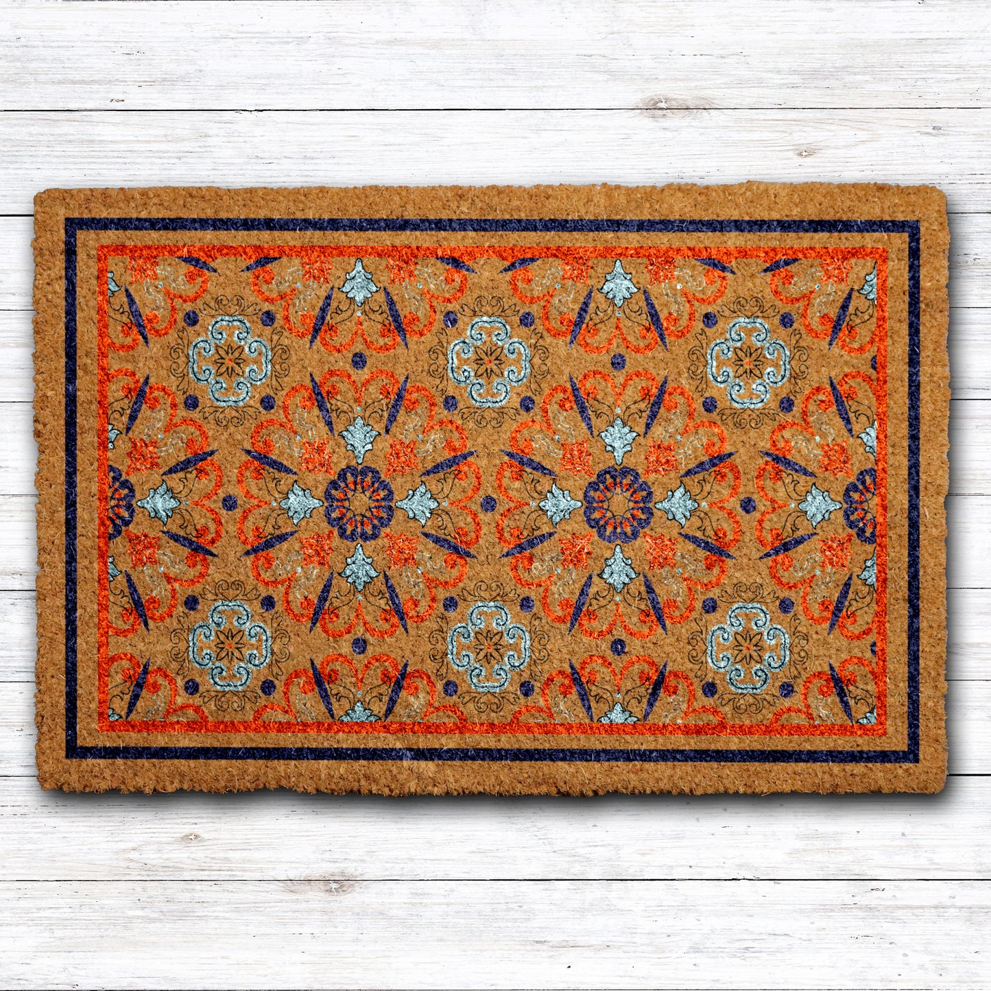 Boho Chic Moroccan Doormat, Rustic Geometric Housewarming Gift, Front Porch