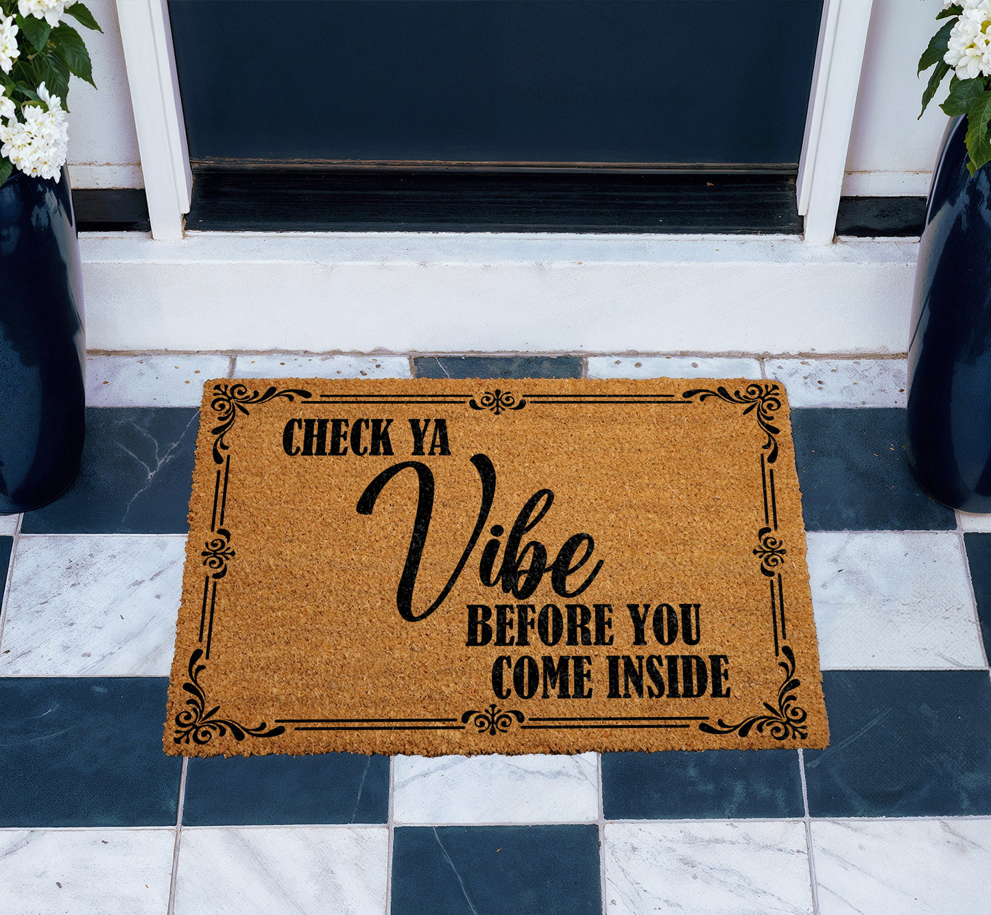 Good Vibes Only Doormat, Humorous Welcome Rug For Positive Entrance
