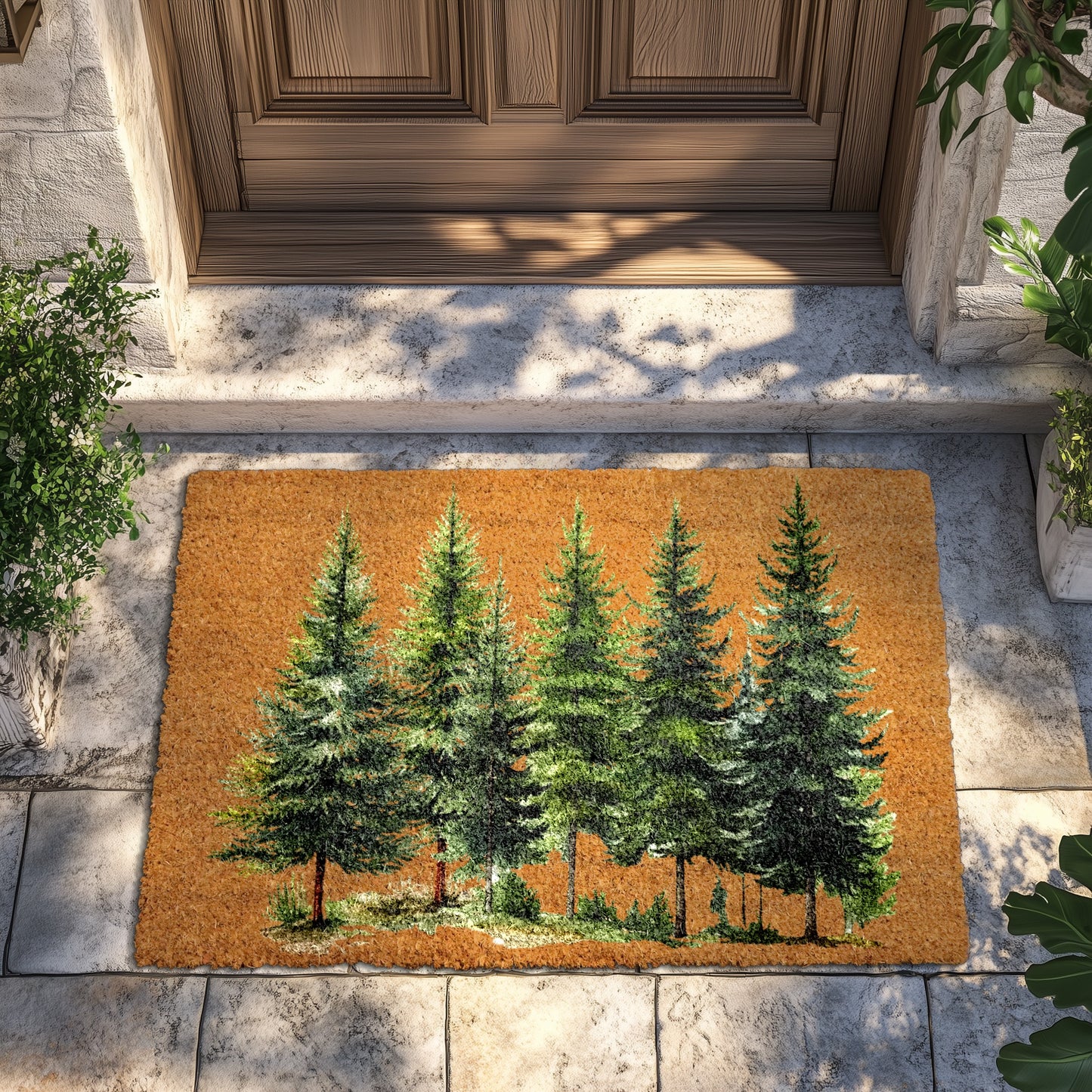 Evergreen Forest Welcome Mat: Nature-Inspired Holiday Decor for Winter
