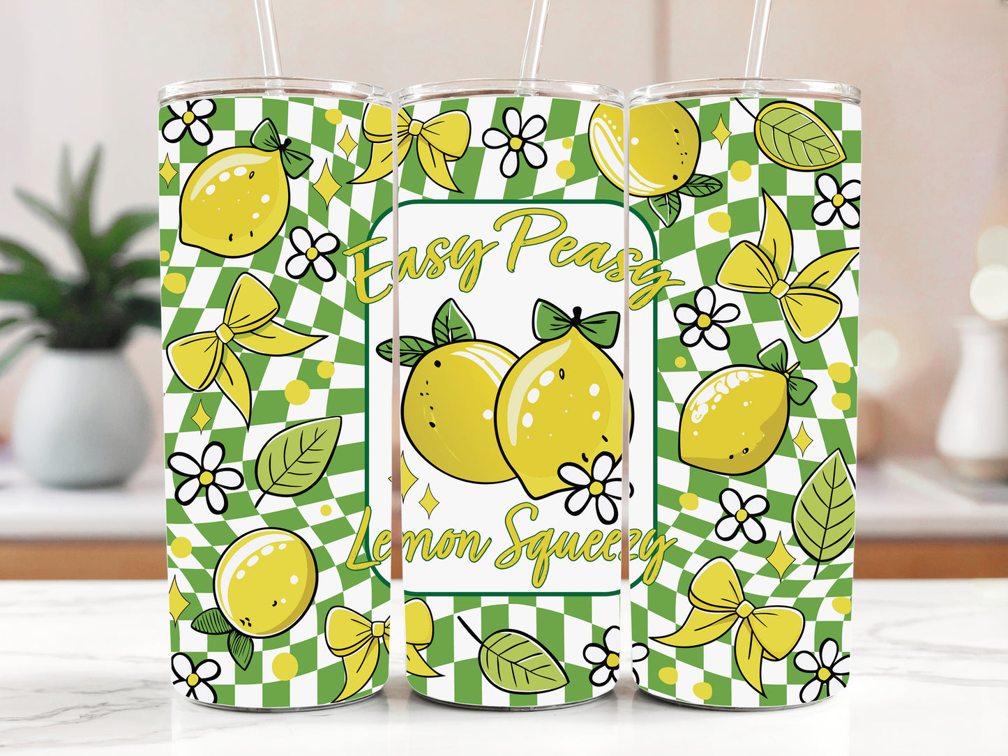 Brighten Up Your Day with this Lemon Themed Stainless Steel Tumbler!