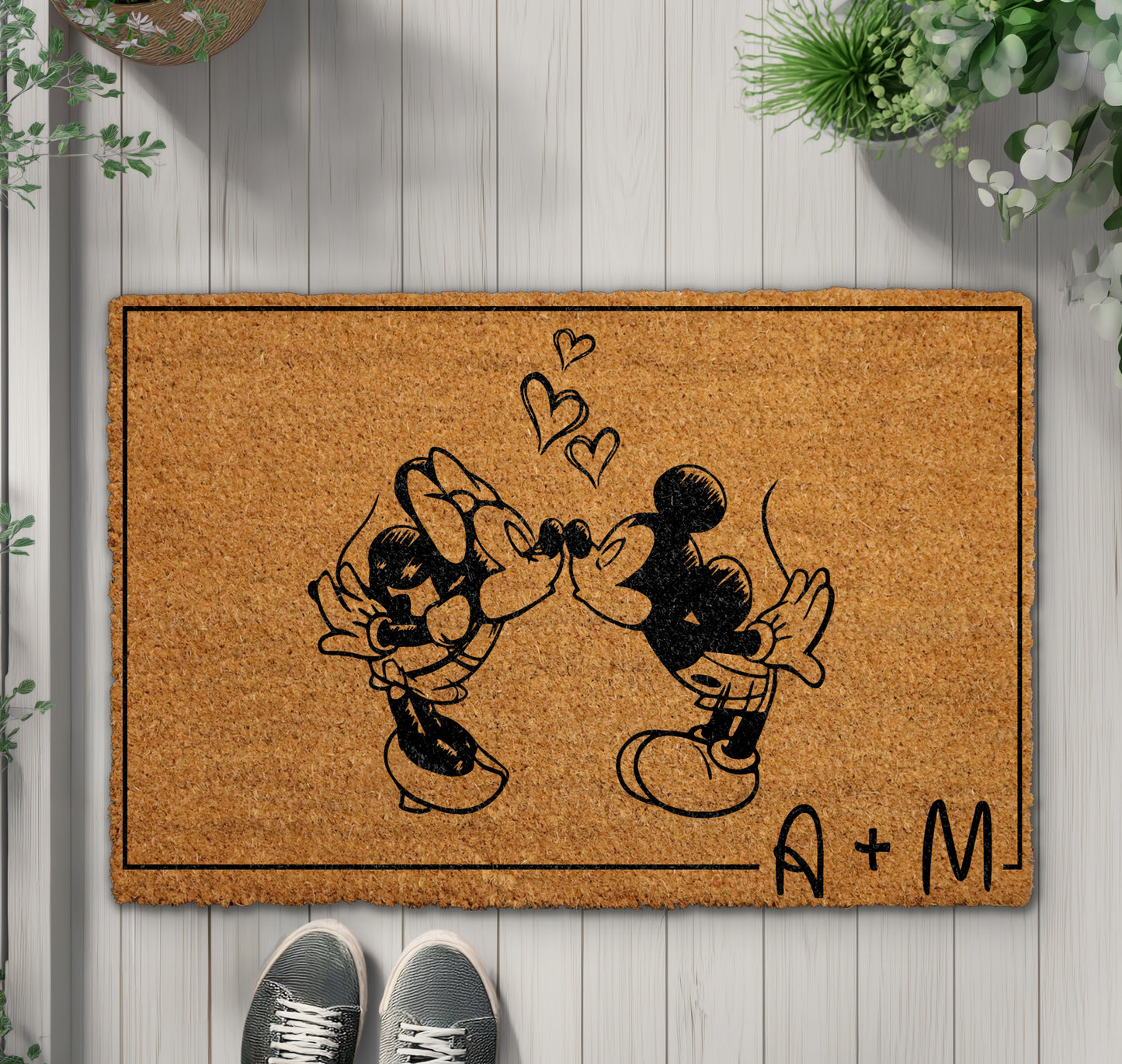 Personalized Disney Initials Doormat, Cute Housewarming Decor, Entry Welcome Mat