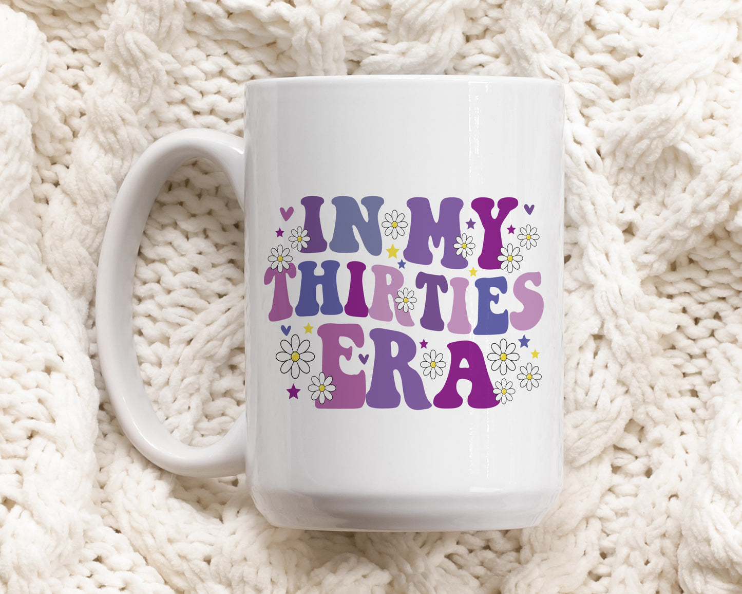 Daisy Flowers 30th Birthday Ceramic Mug, Aesthetic Milestone Gift