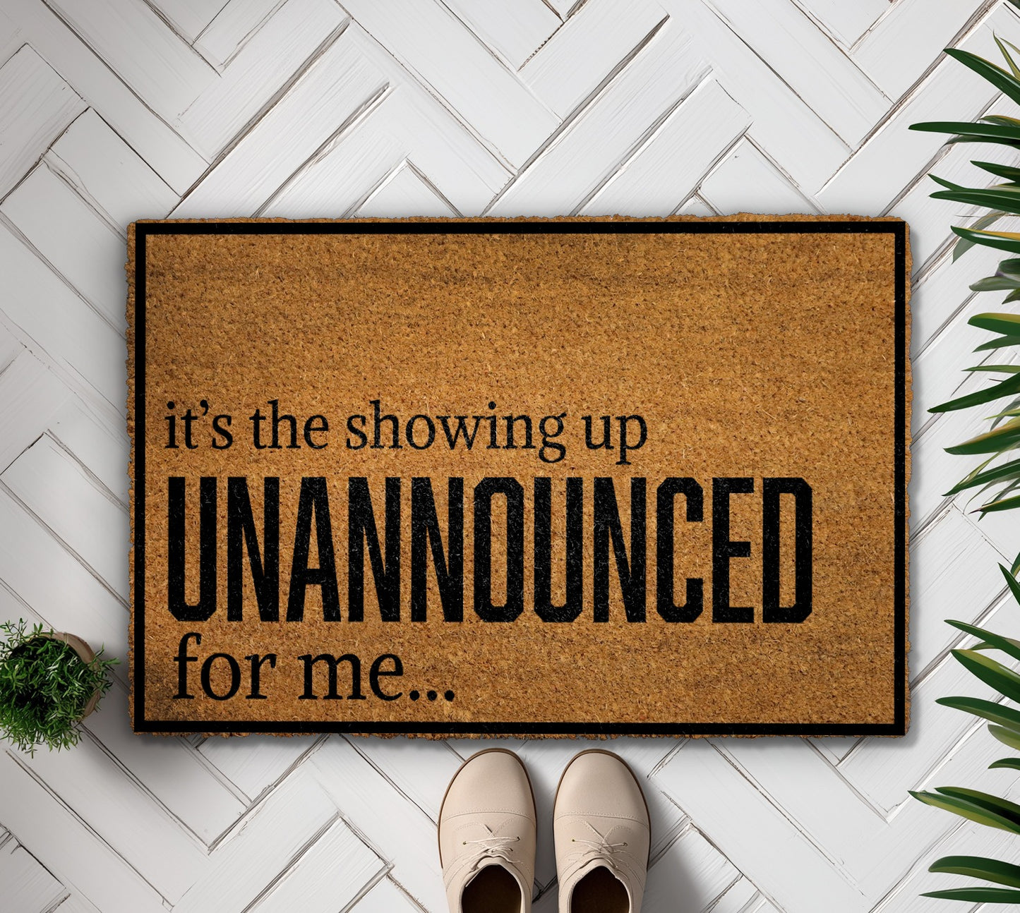 Welcome Unexpected Guests with a Humorous Unannounced Visit Mat