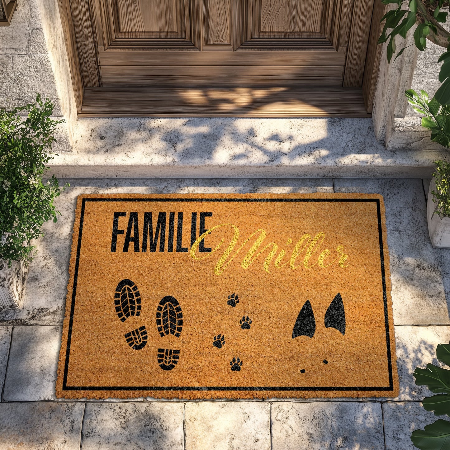Personalized Family Footprint Doormat, Ideal Housewarming Gift for Dog Lovers