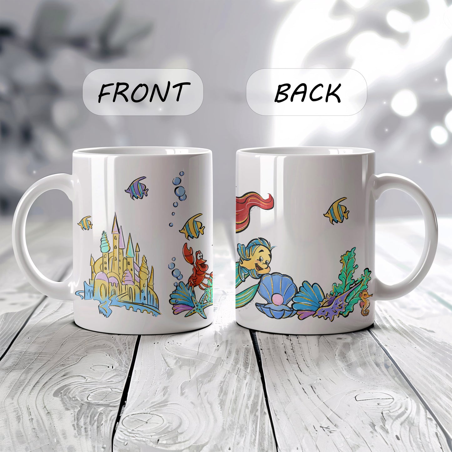 Princess Ariel, Flounder, Sebastian Ceramic Mug β Disney Little Mermaid