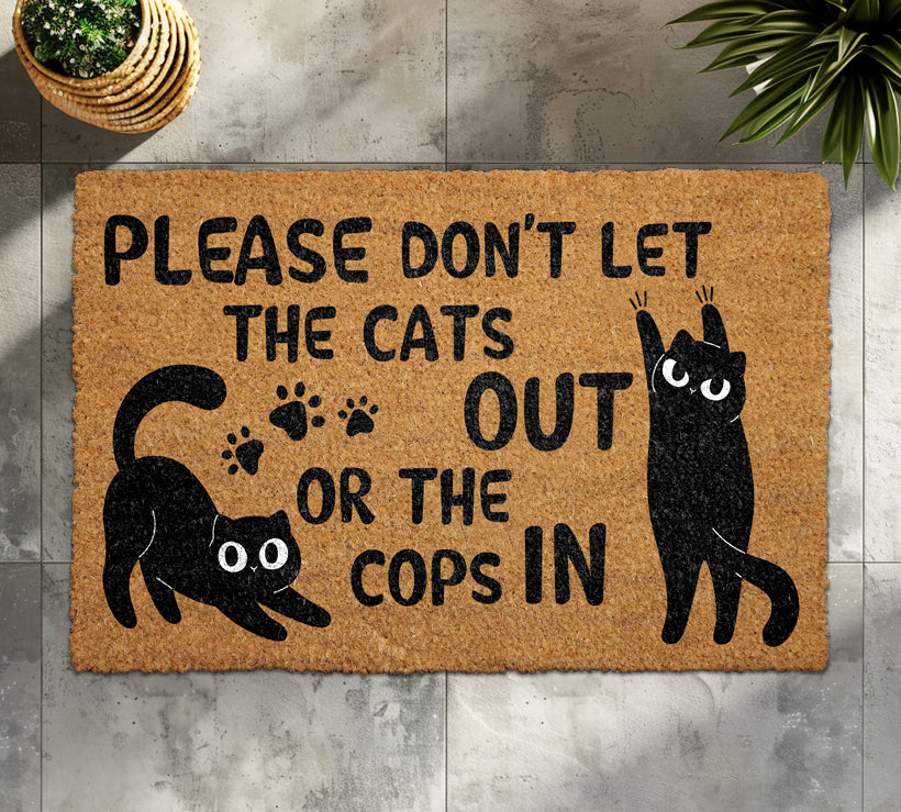 Cute Cat Welcome Mat: Keep Cats In, Cops Out! π±π«