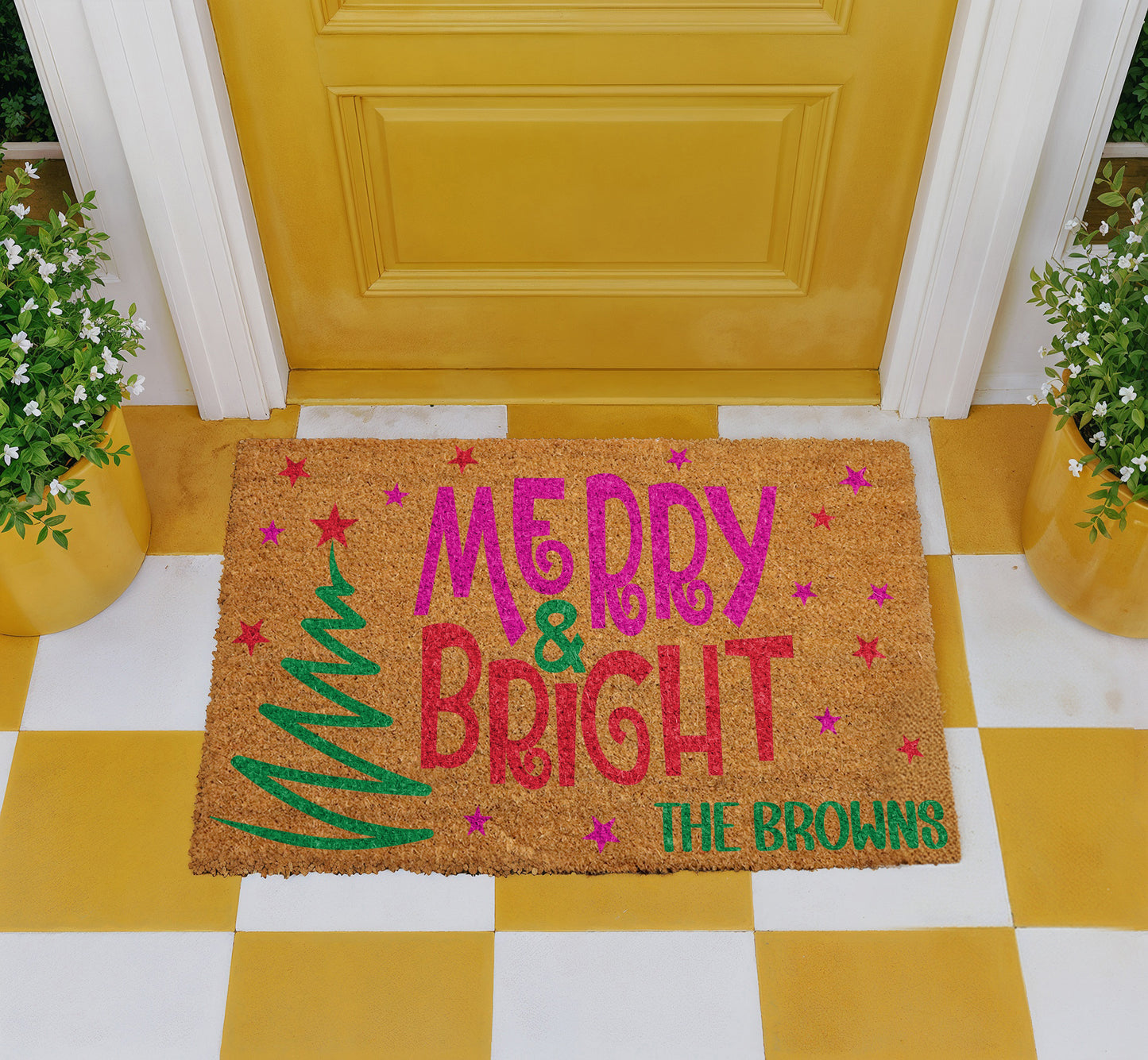 Custom Family Name Christmas Doormat, Festive Home Entrance Decor!