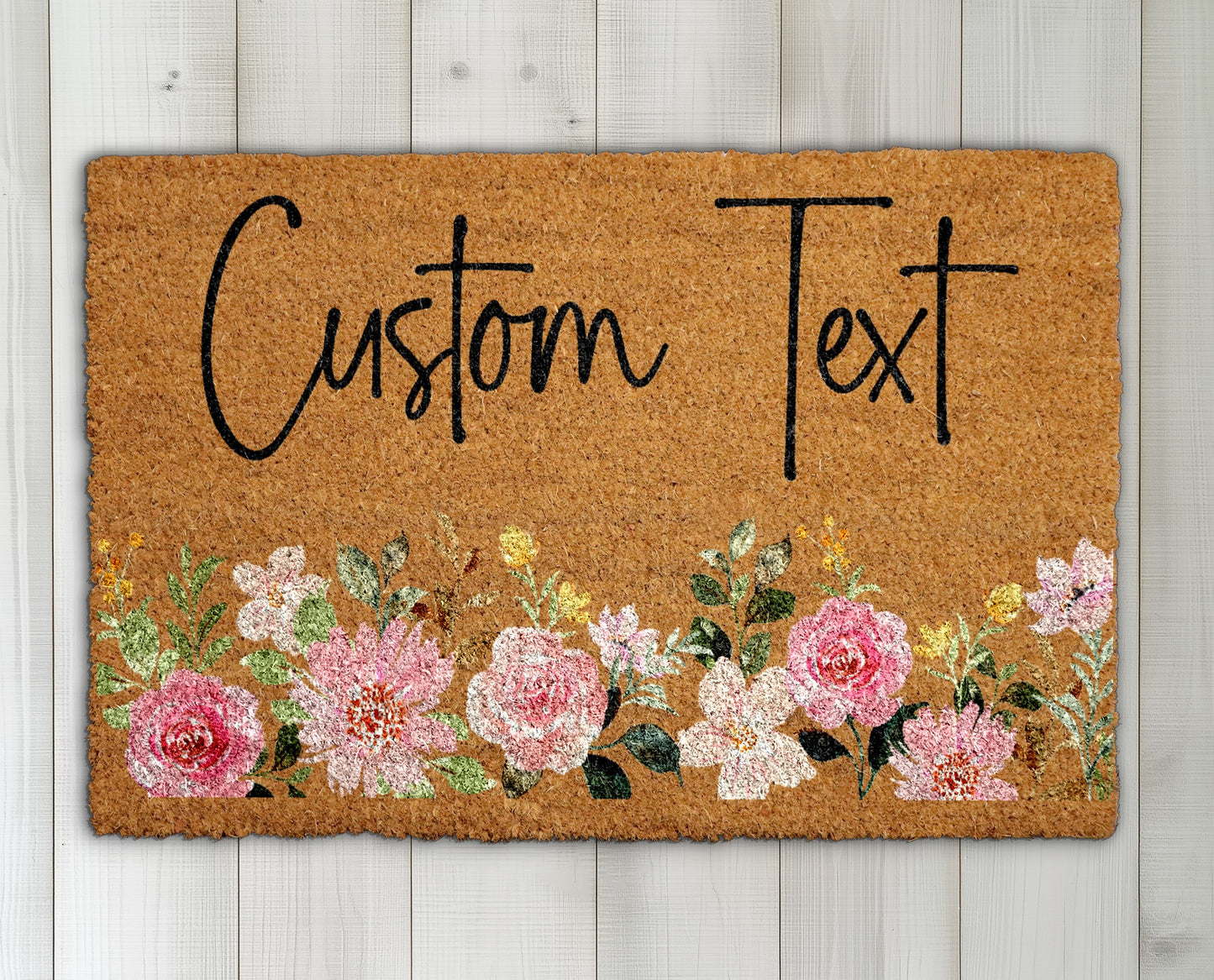 Custom Welcome Mat: Personalized Floral Design for Boho Housewarming