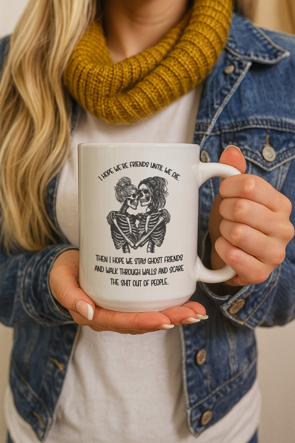 Best Friends Forever: Skeleton Design Friendship Coffee Cup, Humorous & Matching