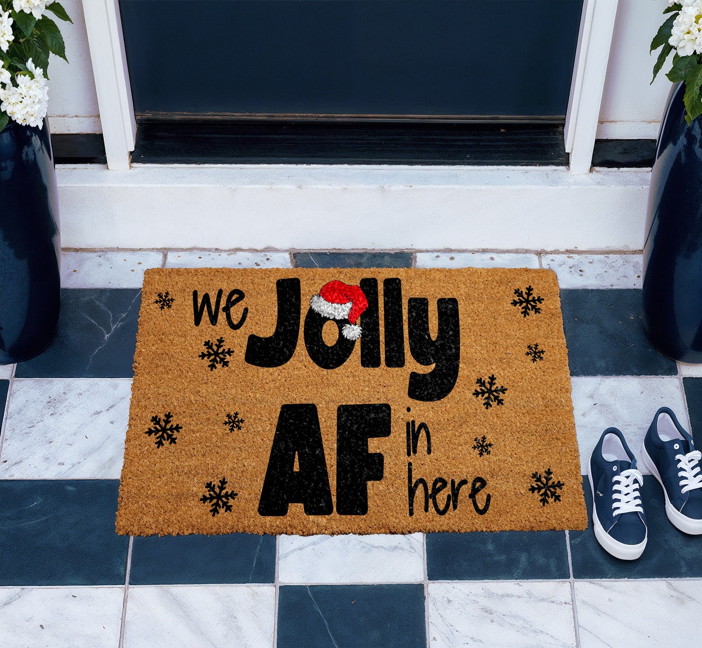 Spread Cheer with Our Jolly AF Christmas Doormat, Funny Decor