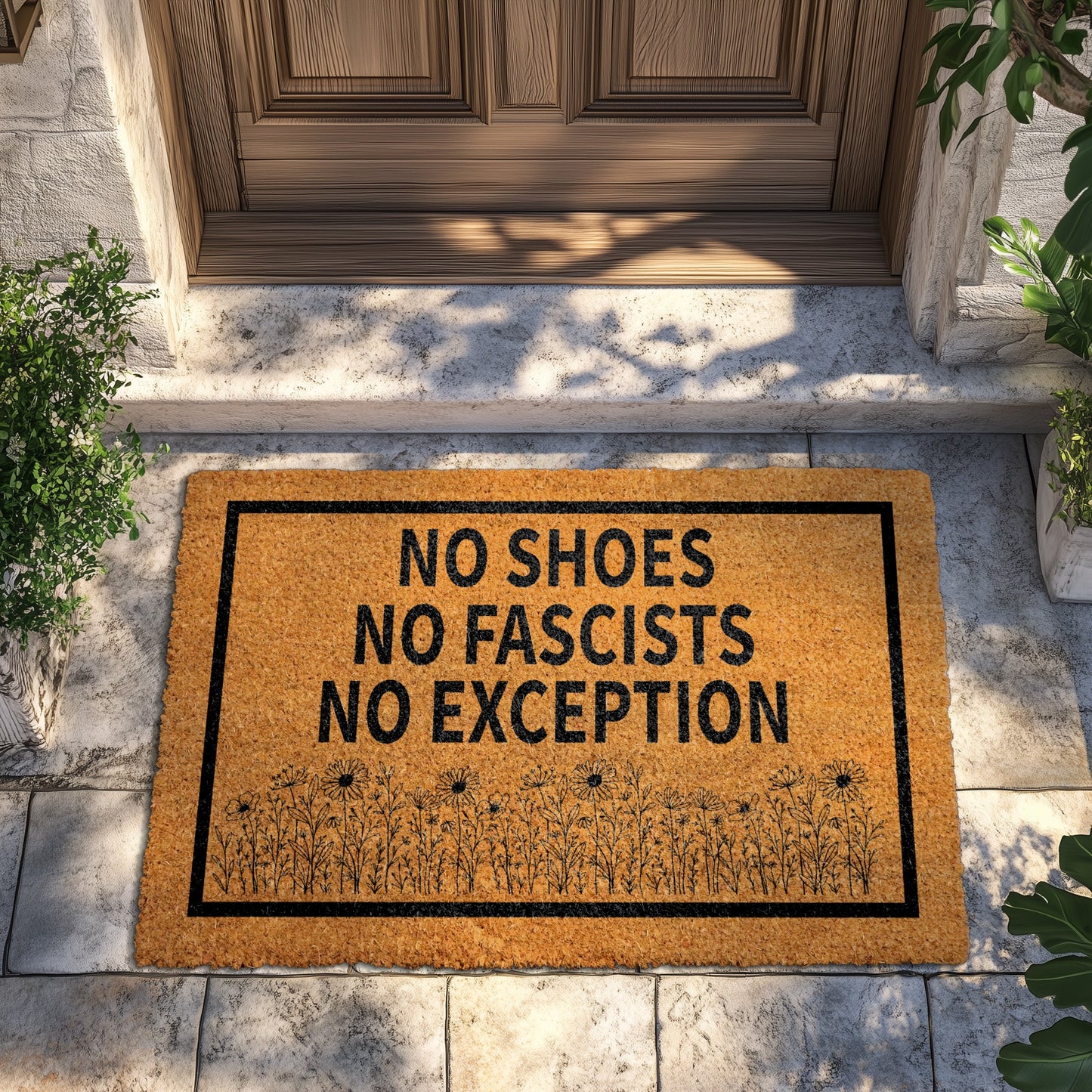 Floral Anti-Fascist Doormat, Progressive Front Porch Mat, Ideal Gift
