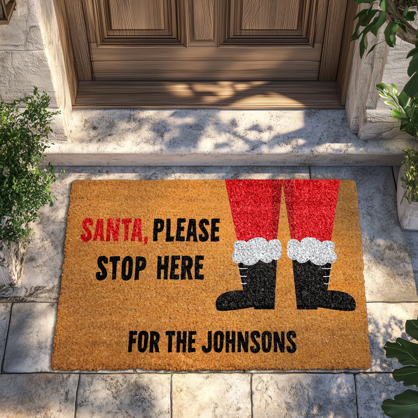 Custom Santa Welcome Mat for Festive Xmas Front Porch Decor