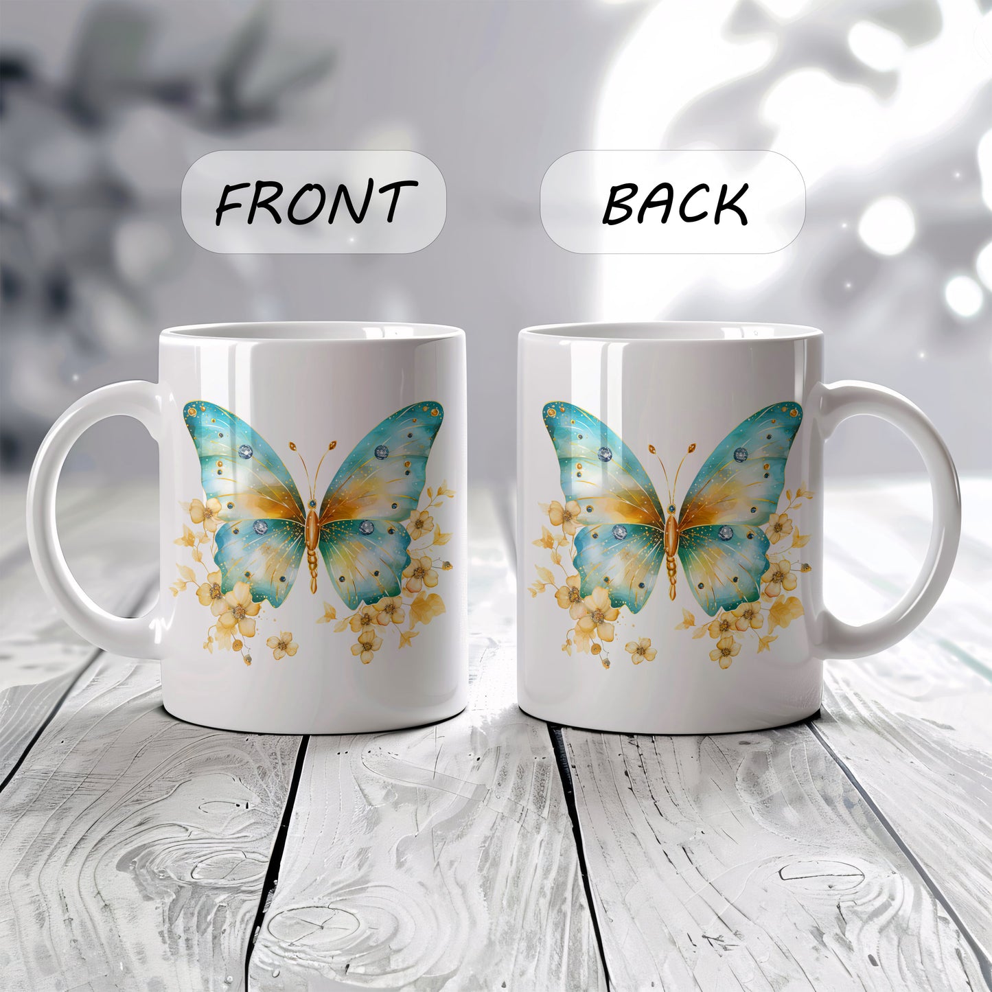 Boho Aesthetic Coffee Cup, Floral Butterfly Ceramic Tea Cup: Unique Mother's Day Gift