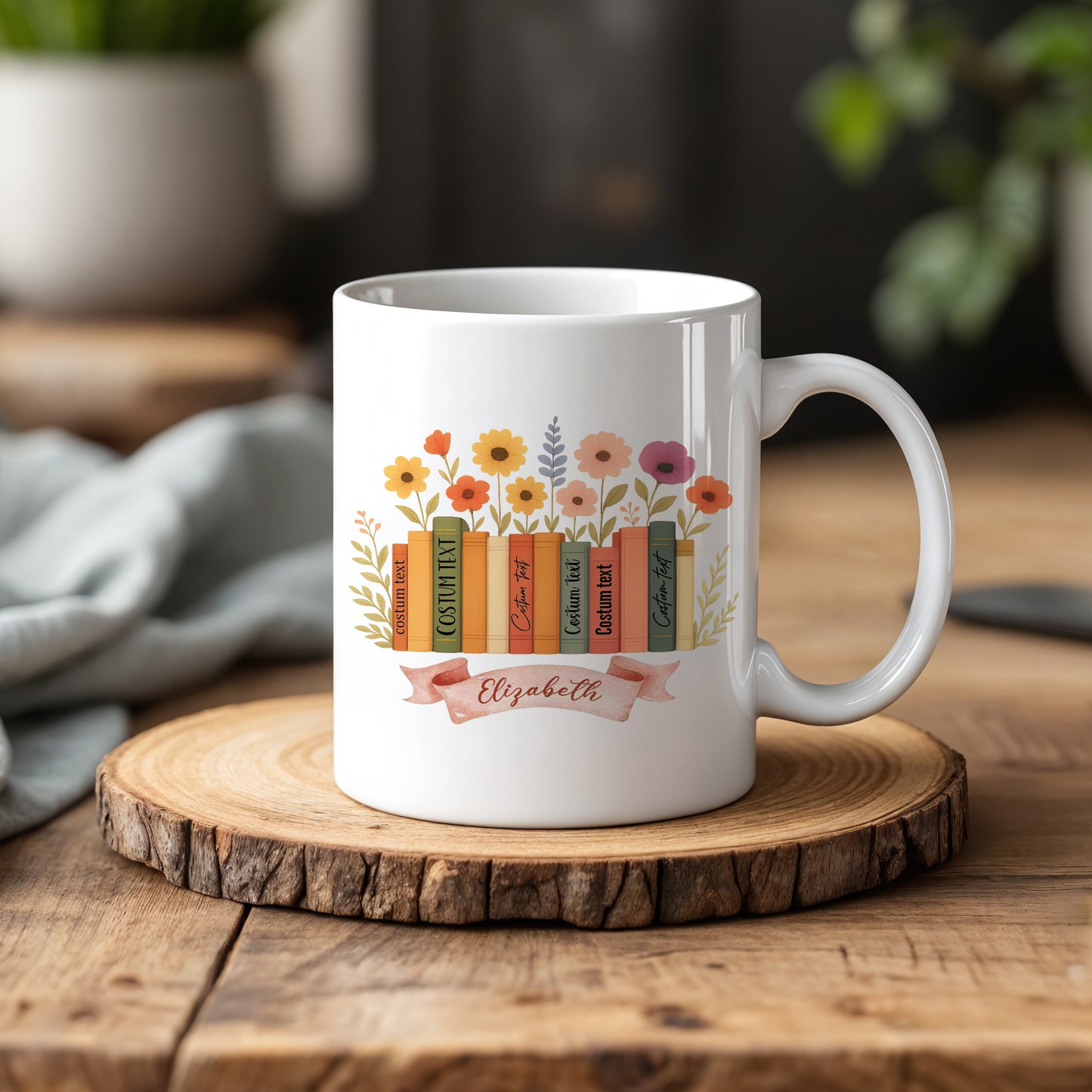 Floral Books Ceramic Cup, Perfect Gift for Librarians and Bookworms