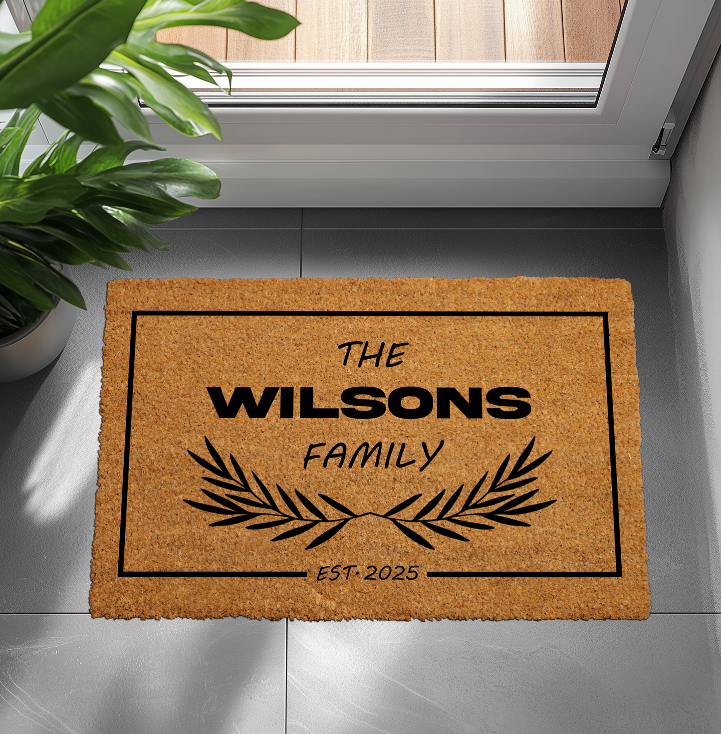 Custom Family Name Coir Doormat, Personalized Entryway Rug, Unique Housewarming