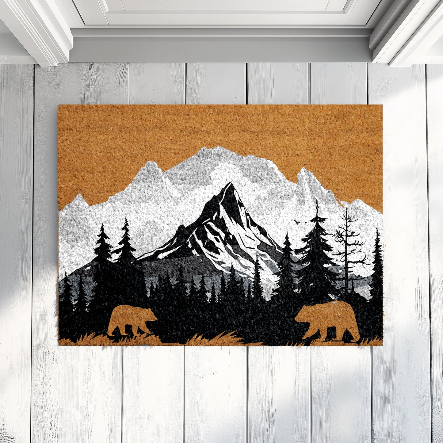 Wilderness Welcome: Mountain & Bear Doormat for Nature Lovers