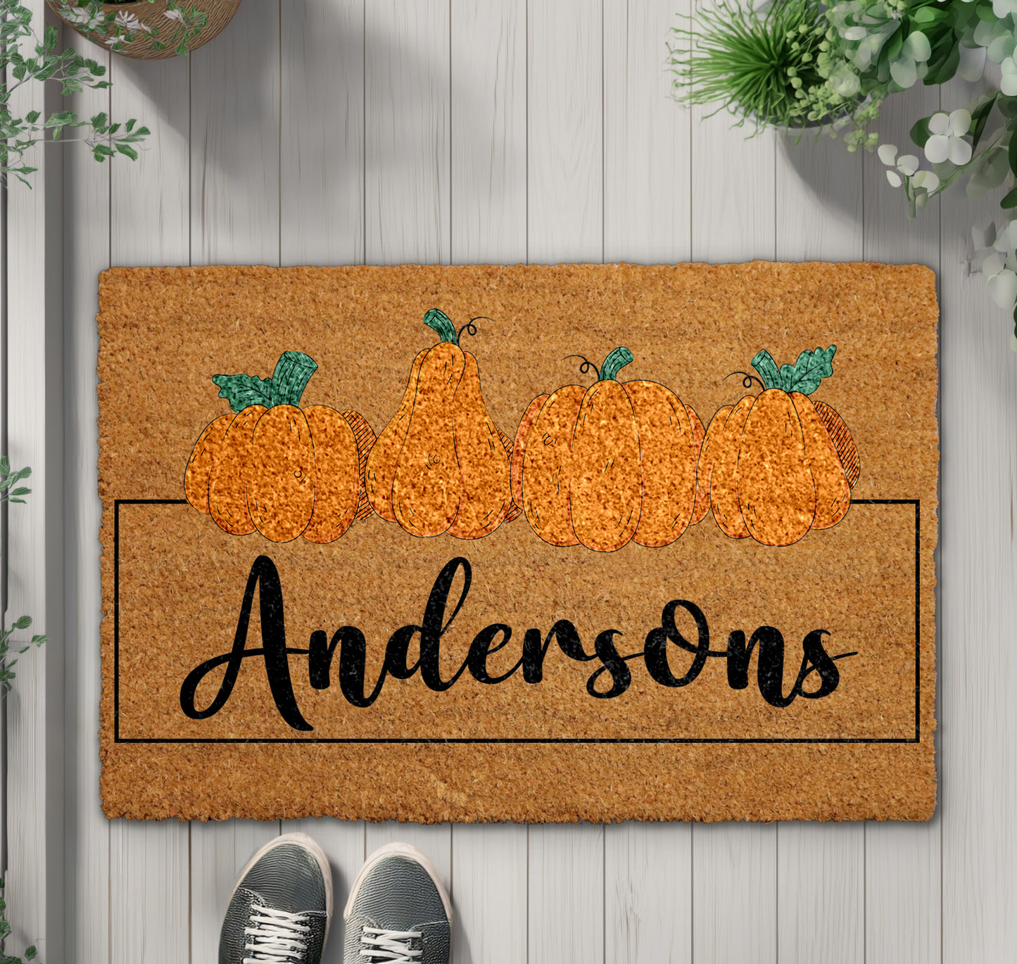 Custom Family Name Doormat, Fall Welcome Mat, Autumn Harvest Decor