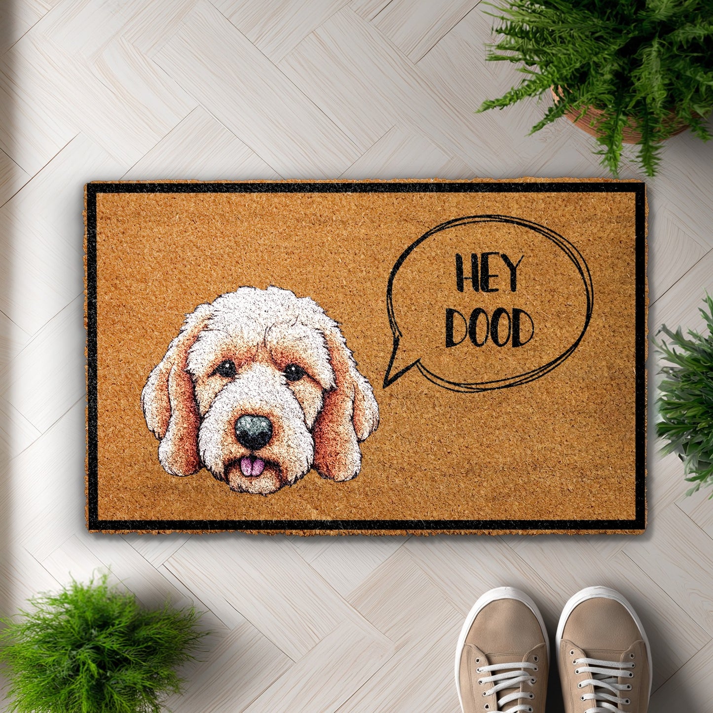 Goldendoodle Labrador Welcome Mat, Home Decor for Dog Lovers