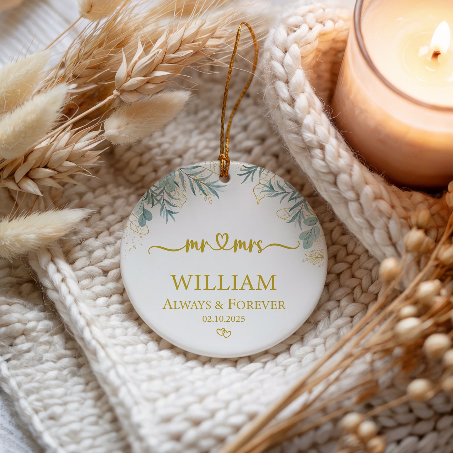 Personalized Bride and Groom Ornament, Bespoke Wedding Keepsake Souvenir