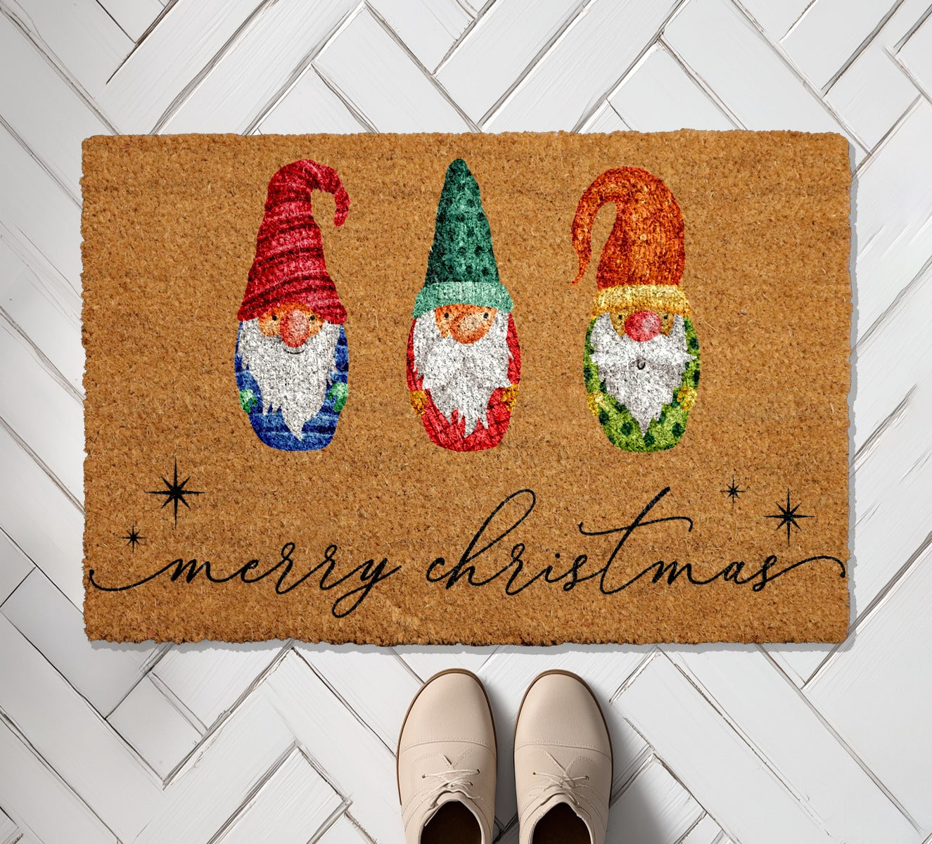 Festive Gnome Doormat, Cheerful Holiday Welcome Mat for Xmas
