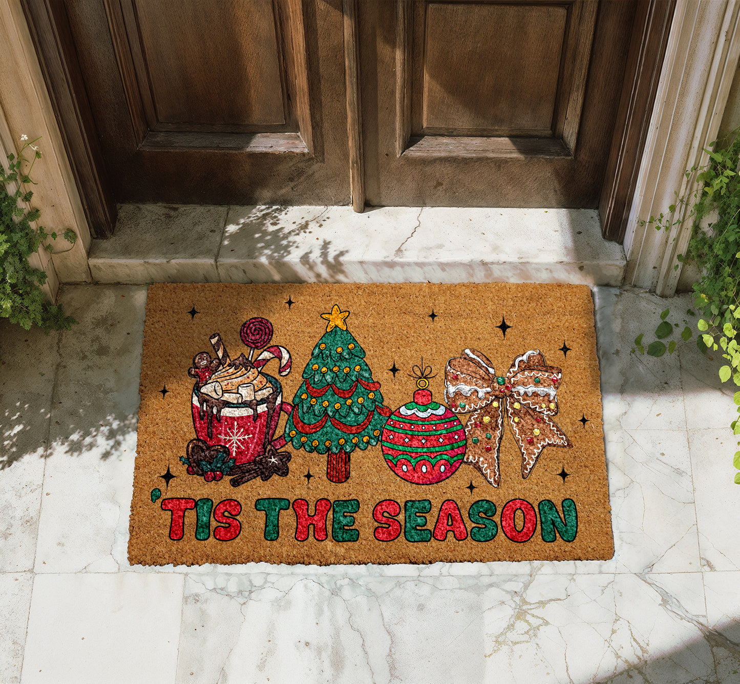 Festive Xmas Doormat, Winter Welcome Mat, Funny Holiday Decor