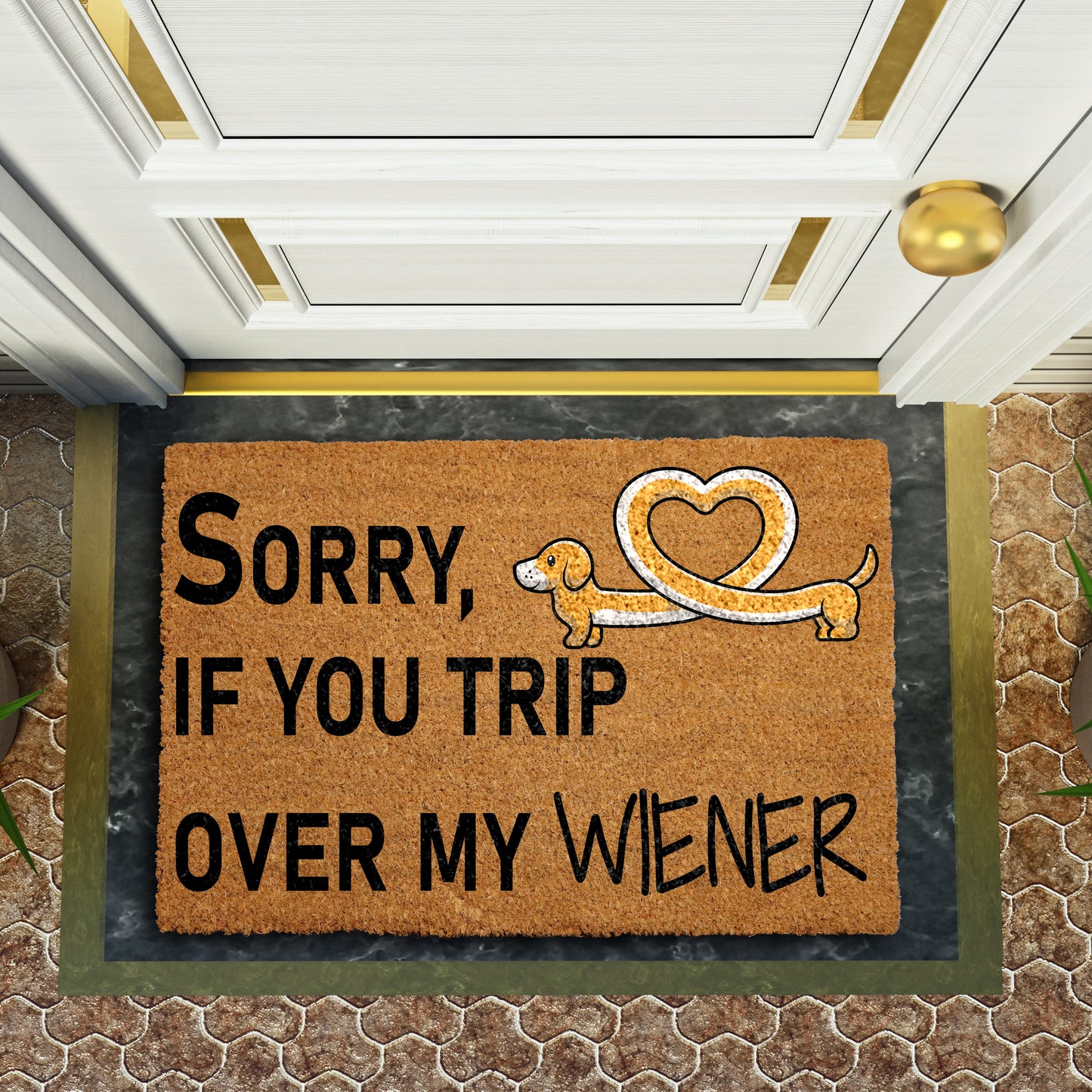 Funny Dachshund doormat, humorous home decor for dog lovers