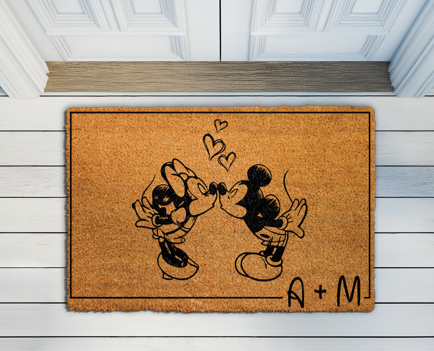 Personalized Disney Initials Doormat, Cute Housewarming Decor, Entry Welcome Mat