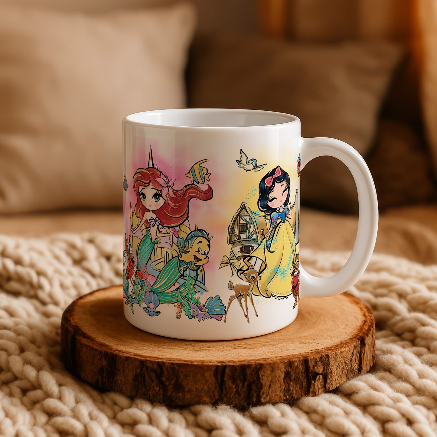 Princess & Sidekicks Coffee Cup, Fairy Tales Ceramic Mug for Girls