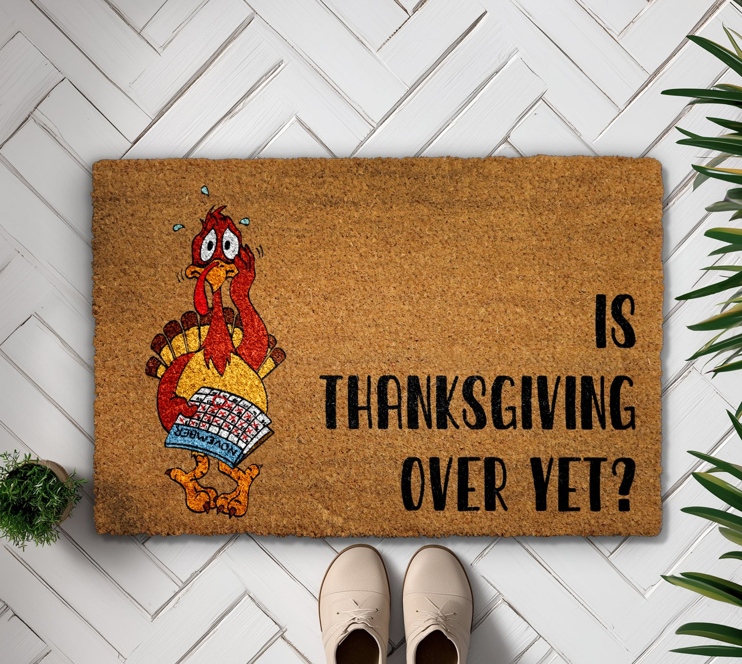 Thanksgiving Over Yet Doormat, Funny Turkey Fall Welcome Mat