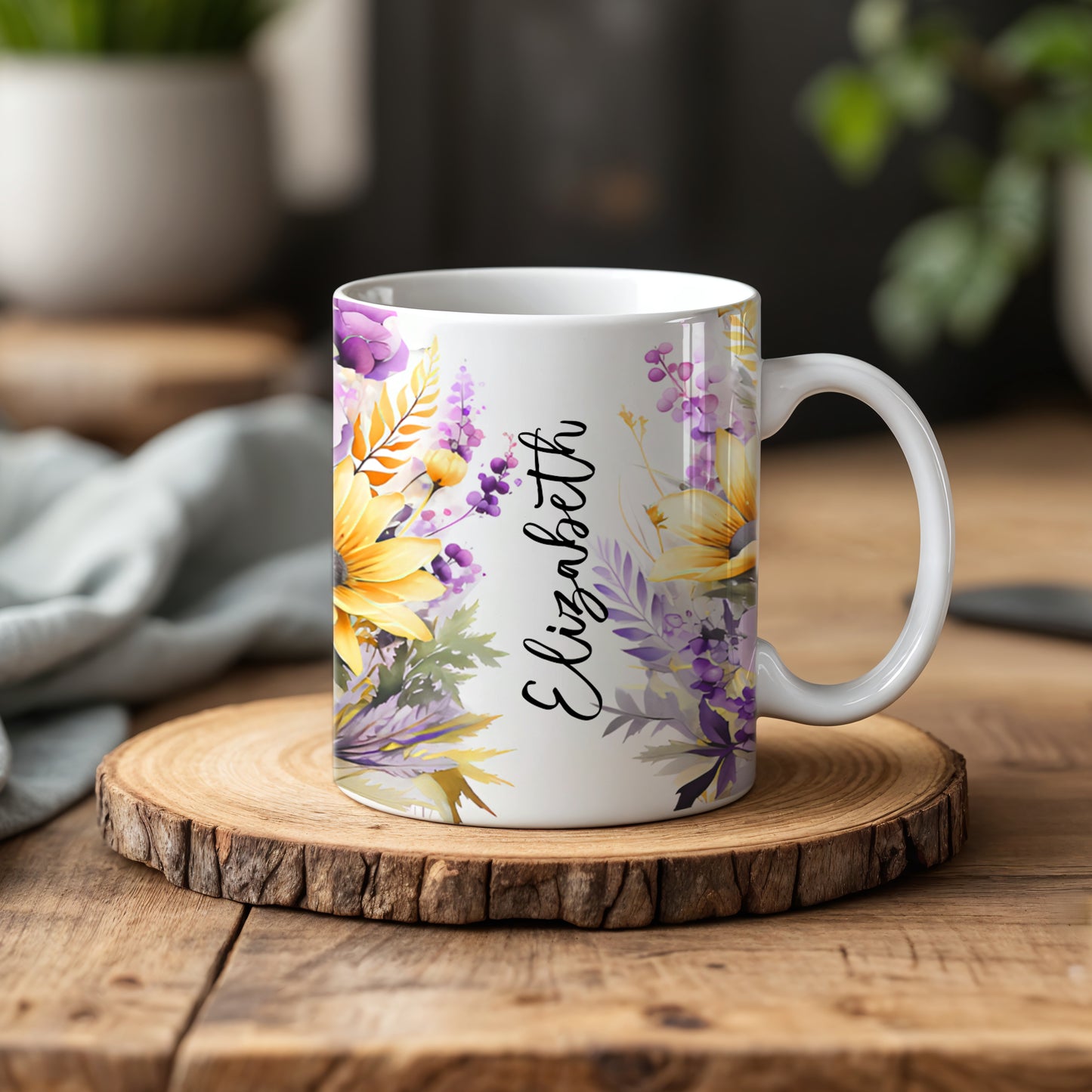Custom Wildflower Mug, Personalized Botanical Cup for Nature and Garden
