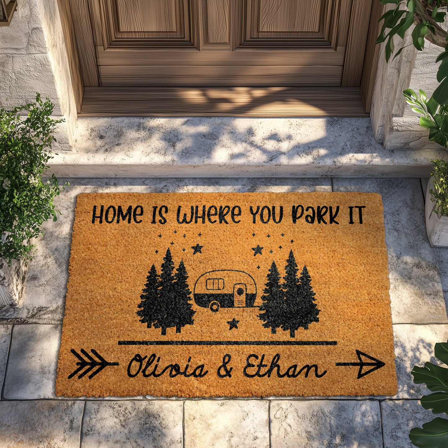Personalized Camper Doormat, Ideal for Camping Lovers and Travelers.