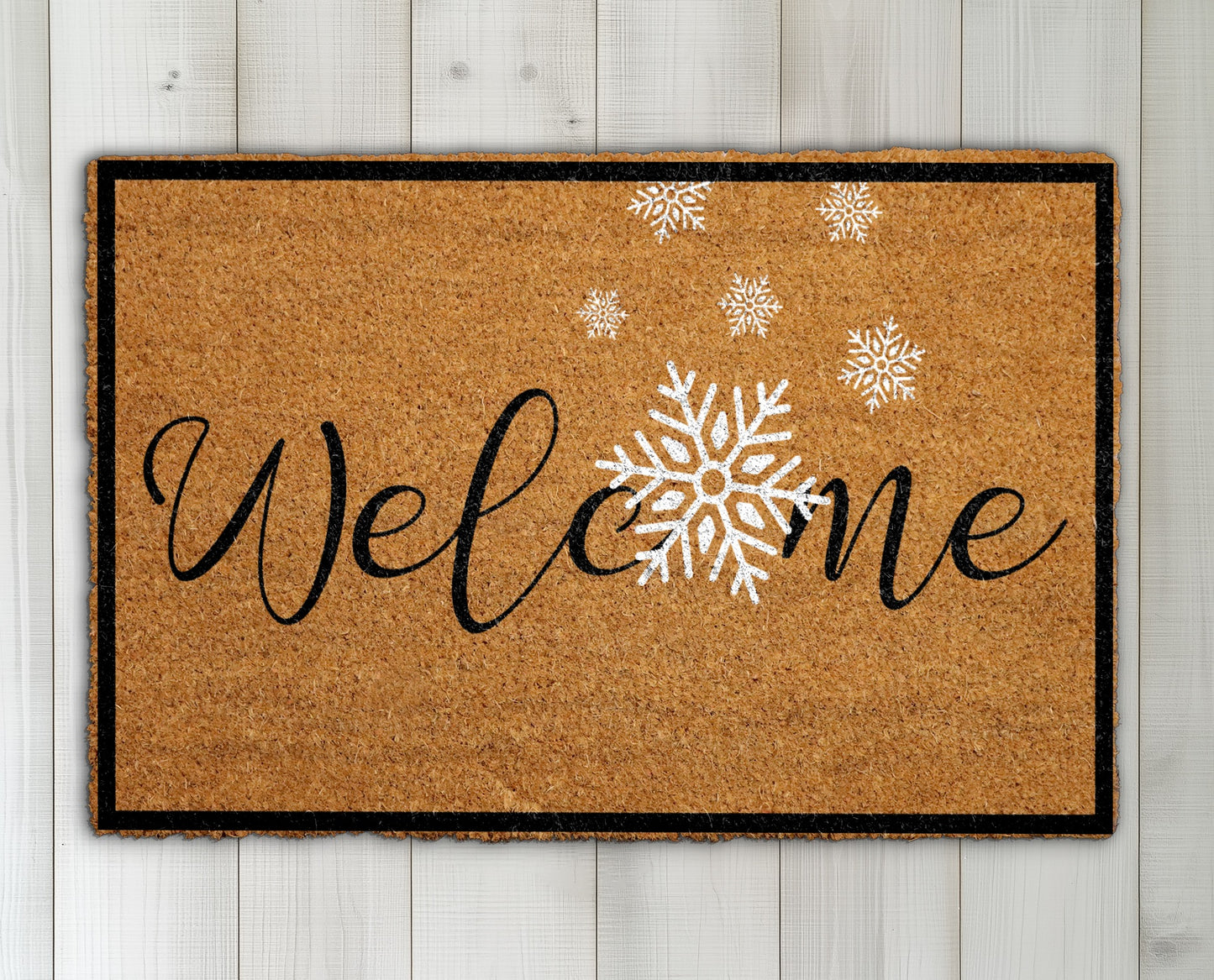 Winter Welcome: Snowflake Doormat, Festive Front Porch Rug, Housewarming Gift