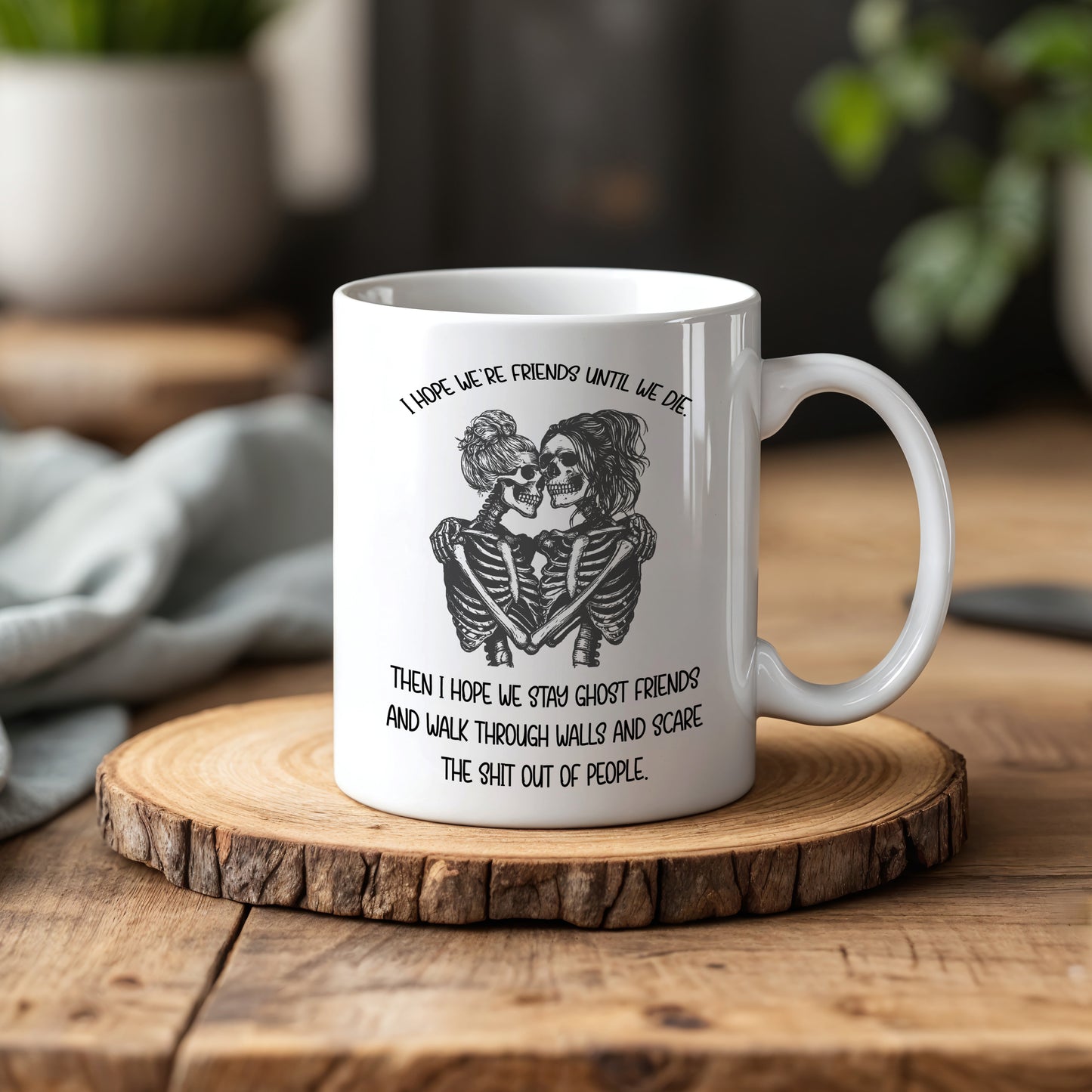 Best Friends Forever: Skeleton Design Friendship Coffee Cup, Humorous & Matching