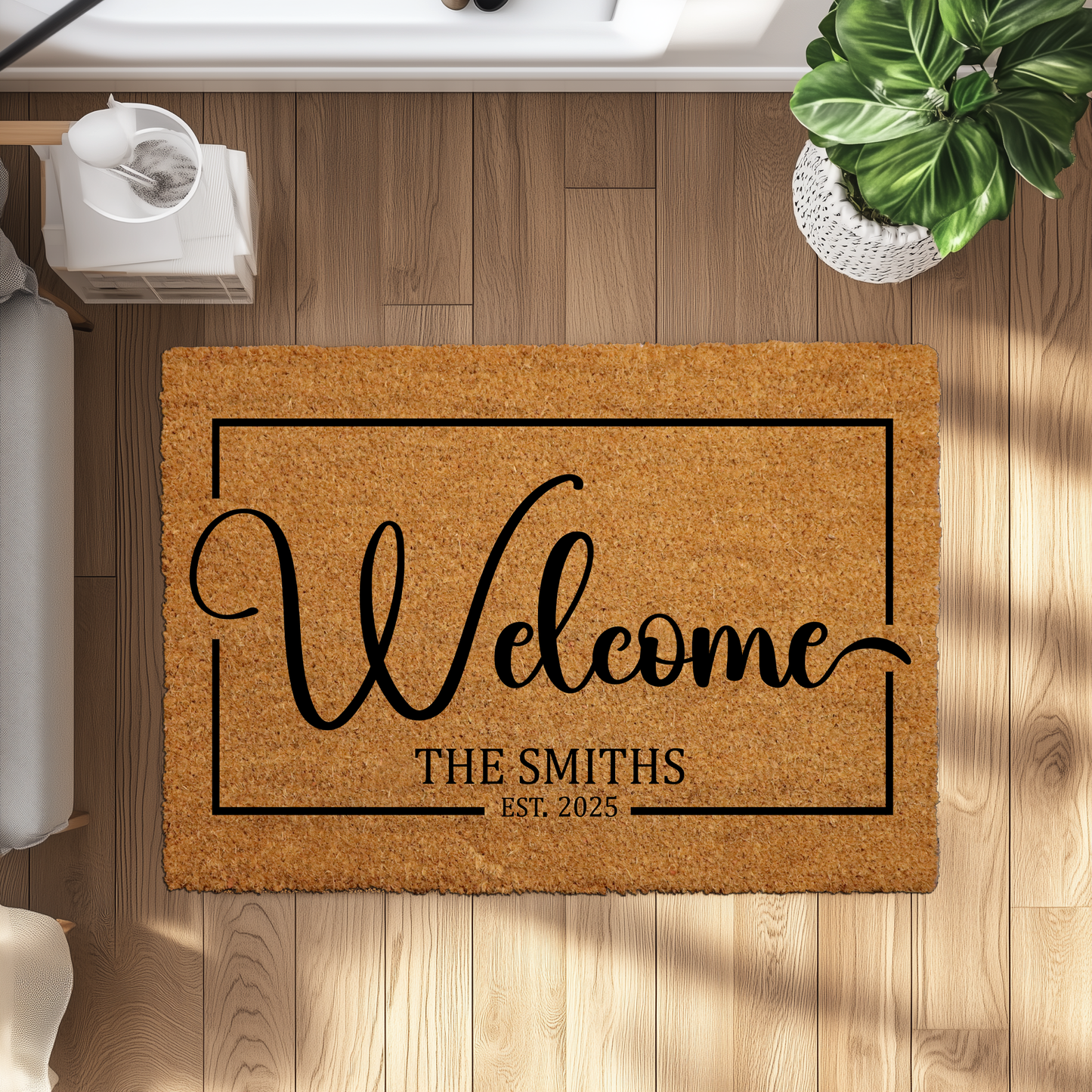 Personalized Family Name Coir Doormat, Perfect Housewarming & Wedding Gift