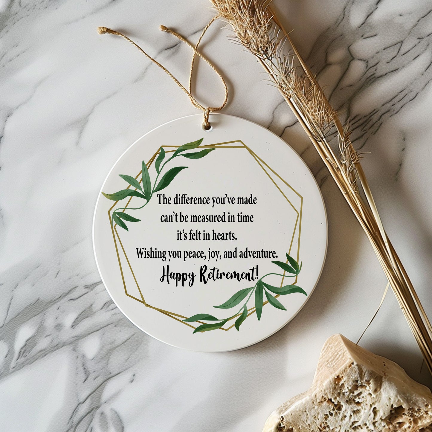 Elegant Retiree Ceramic Ornament, Meaningful Thank You Celebration Gift