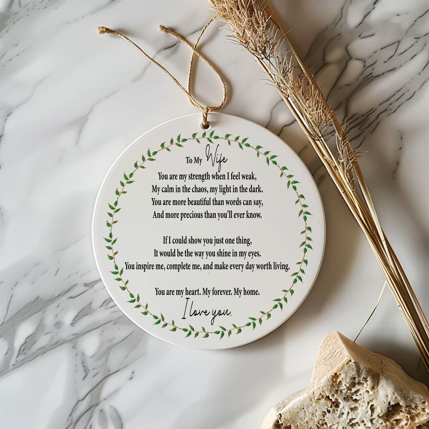 Elegant Love Quote Ornament: Romantic Gift For Wife, Inspirational Keepsake
