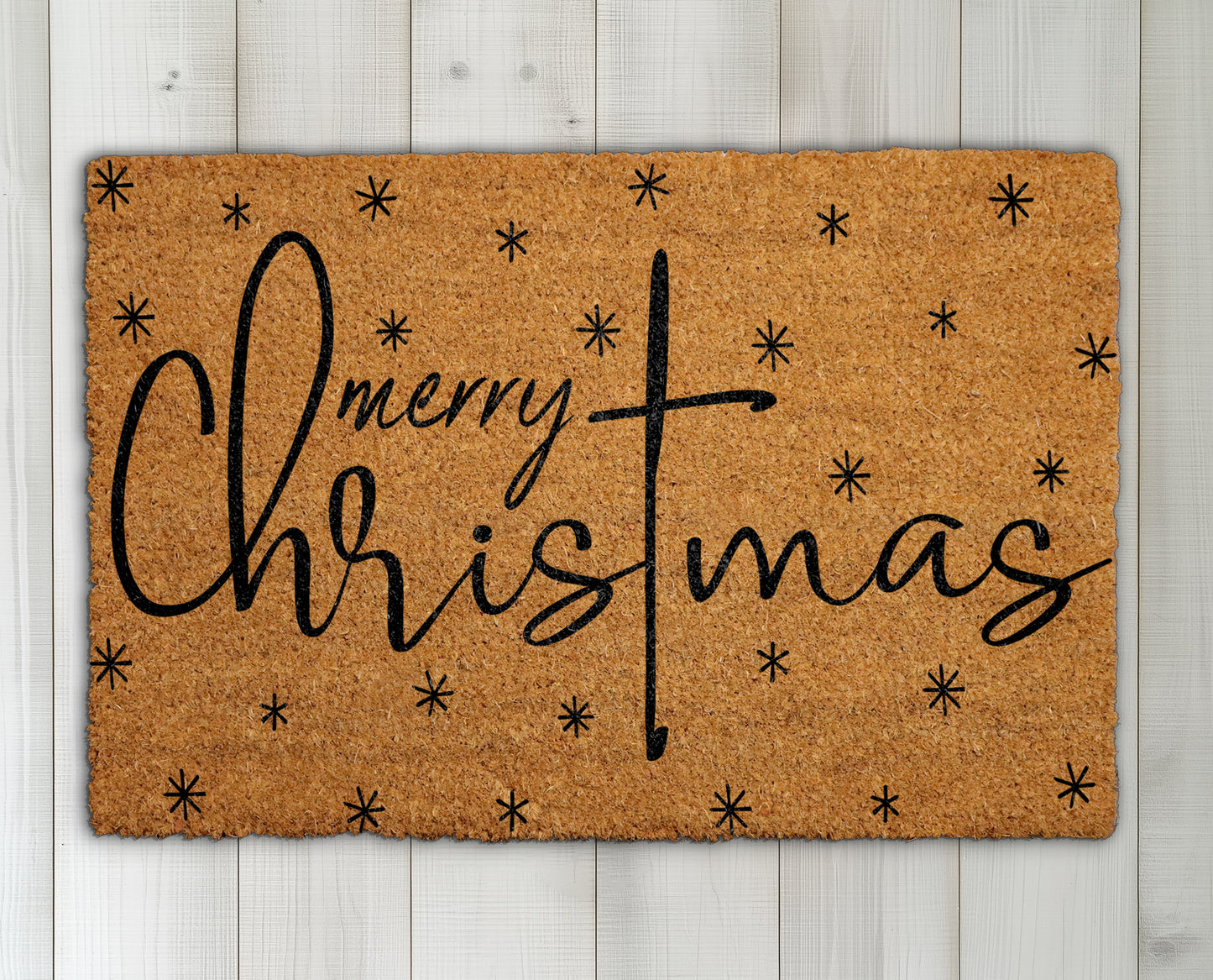 Snowflakes Merry Christmas Doormat, Festive Winter Welcome Mat, Xmas Gift