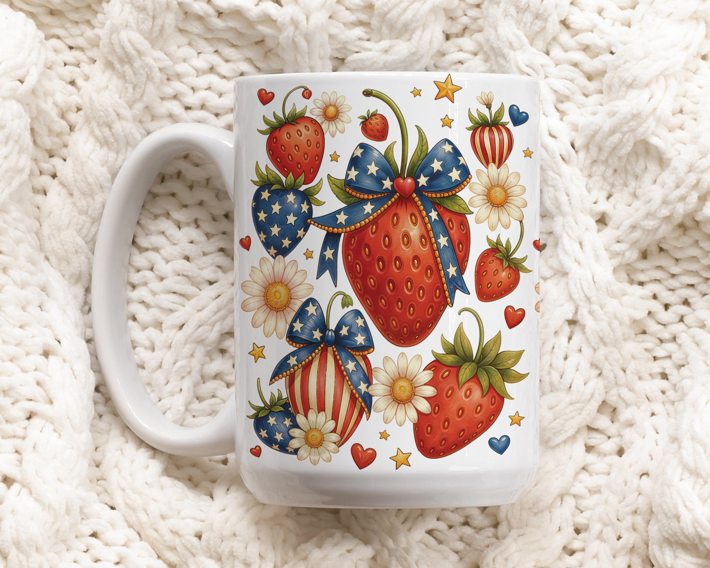Celebrate Fourth of July with Red White Blue Strawberry Mug