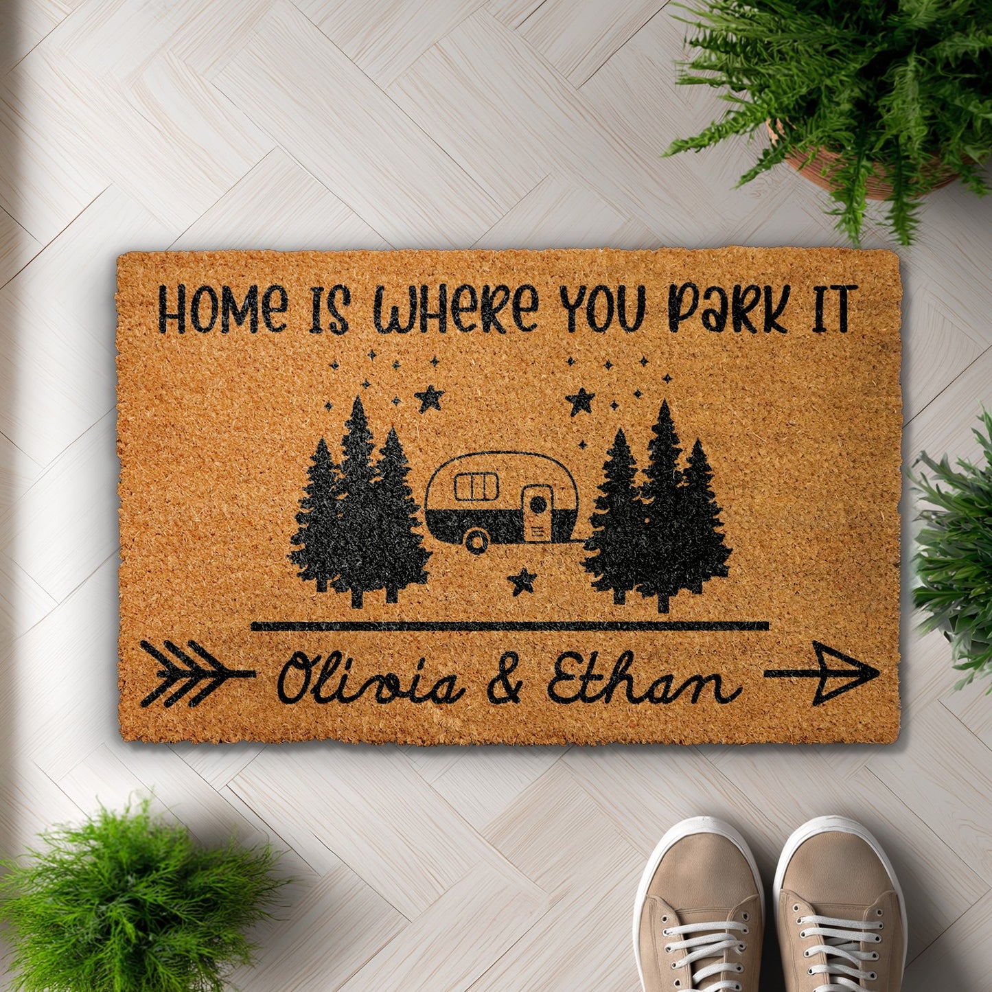 Personalized Camper Doormat, Ideal for Camping Lovers and Travelers.