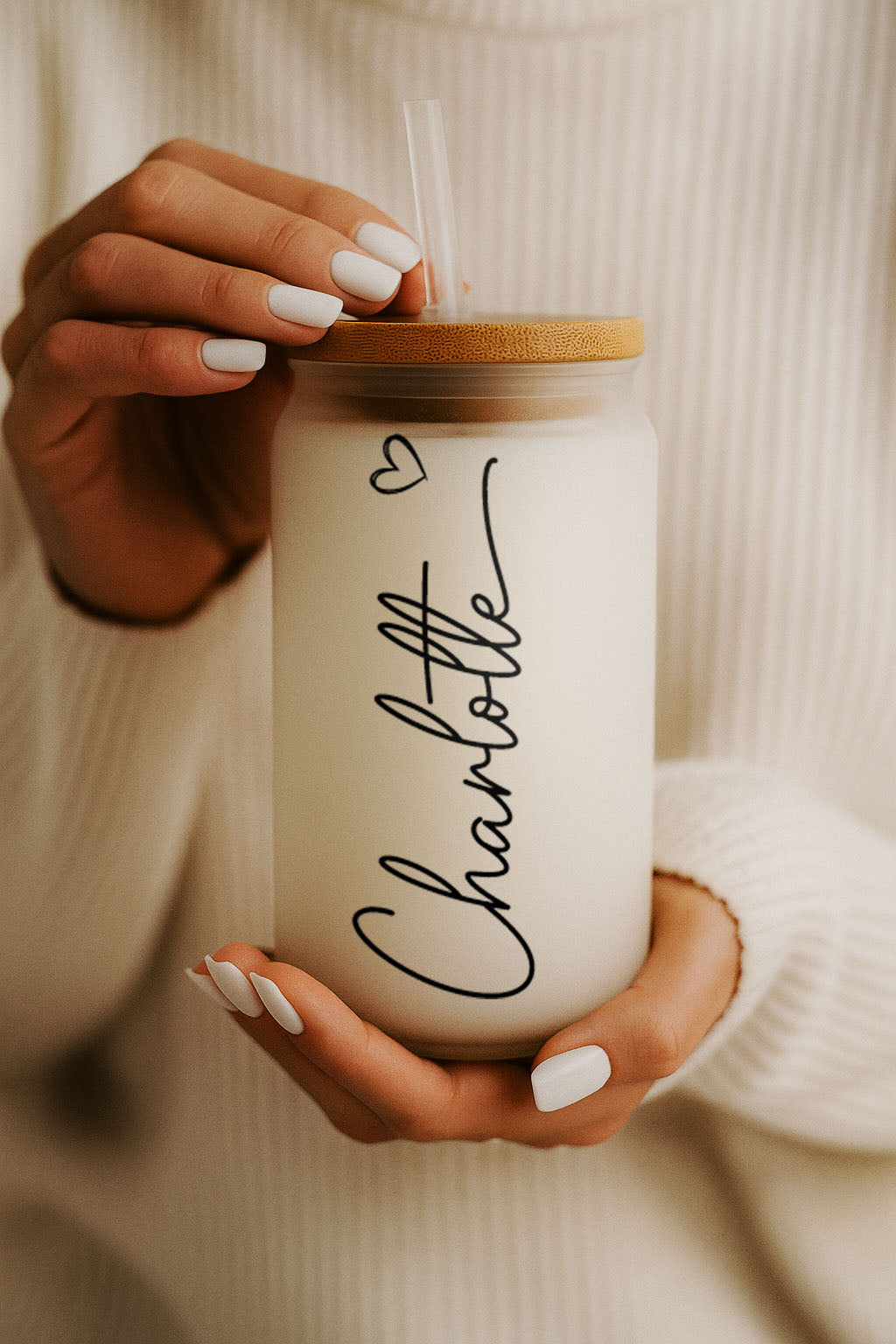 Personalized Glass Tumbler with Heart, Ideal Mother's Day Gift