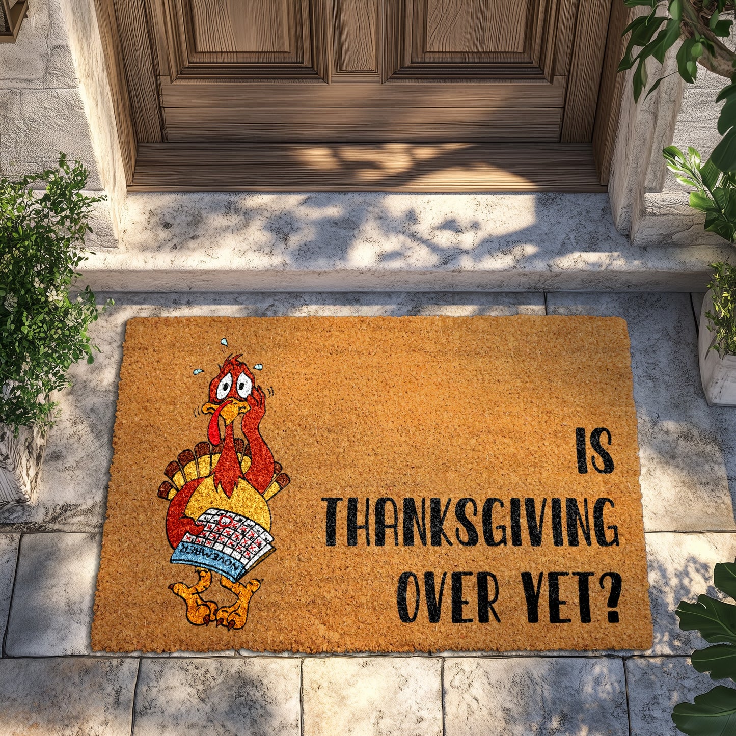 Thanksgiving Over Yet Doormat, Funny Turkey Fall Welcome Mat