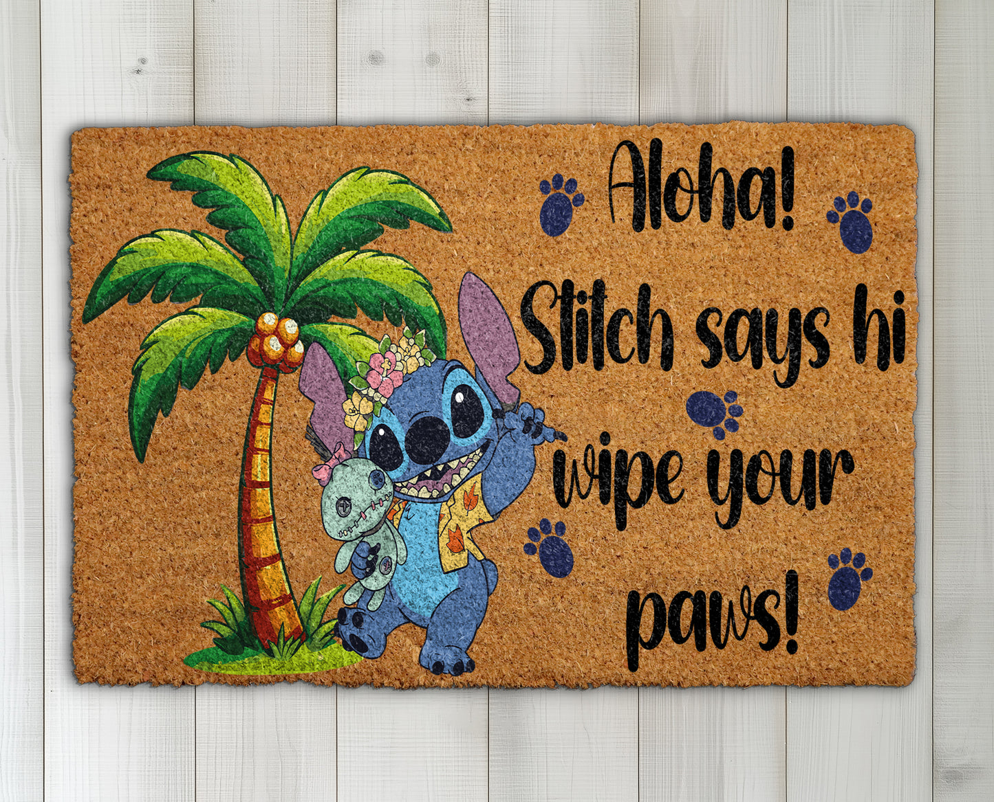 Stitch Aloha Doormat, Perfect for Tropical Ohana Outdoor Decor!