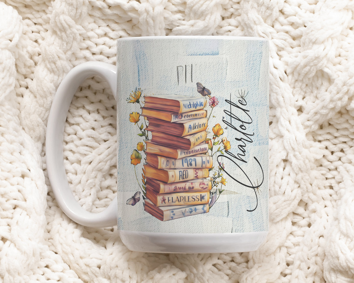 Custom Name Reader Gift, Retro Floral Mug For Bookworms